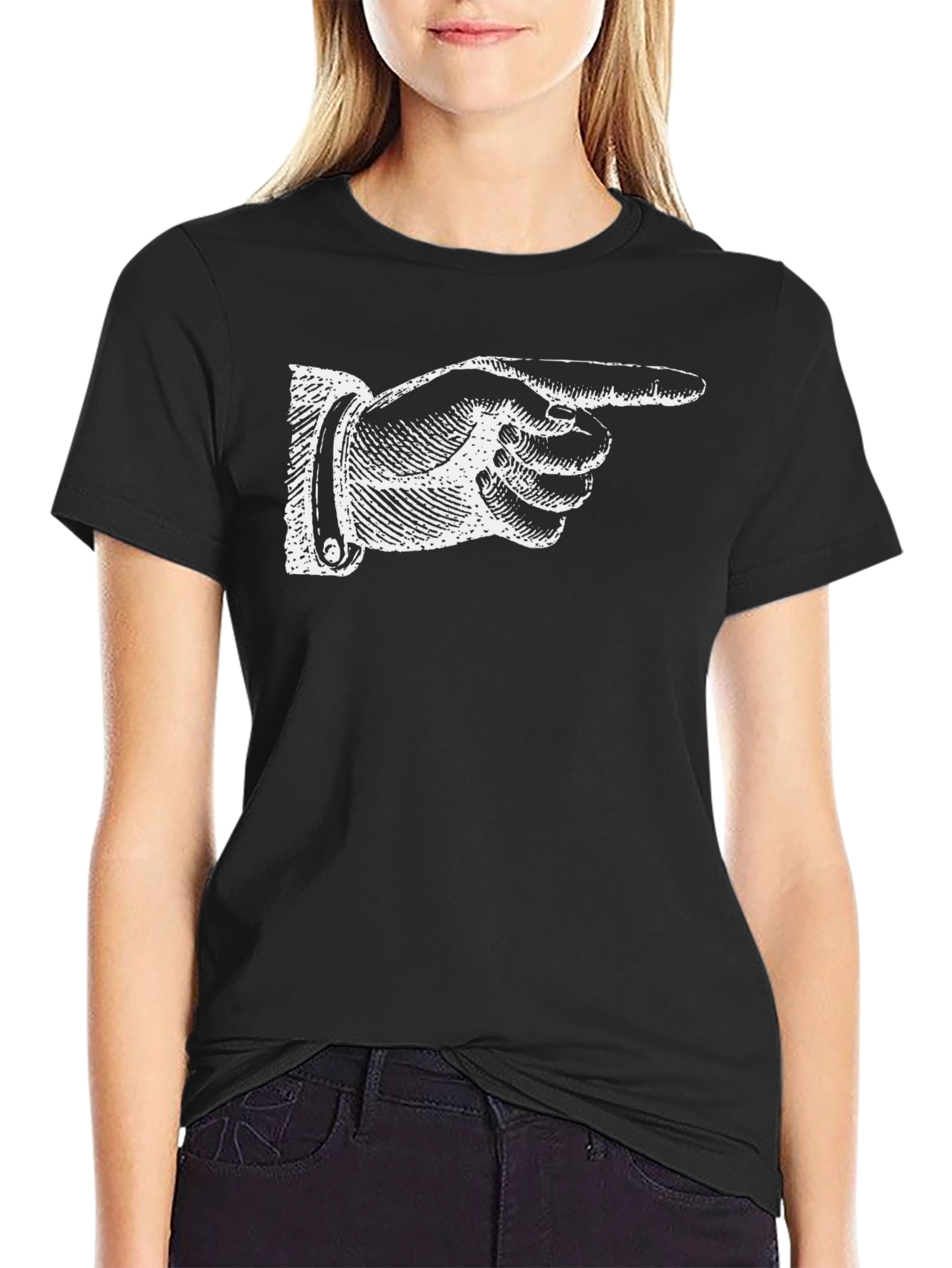 Pointing Hand Graphic Tee - Classic Black T-Shirt