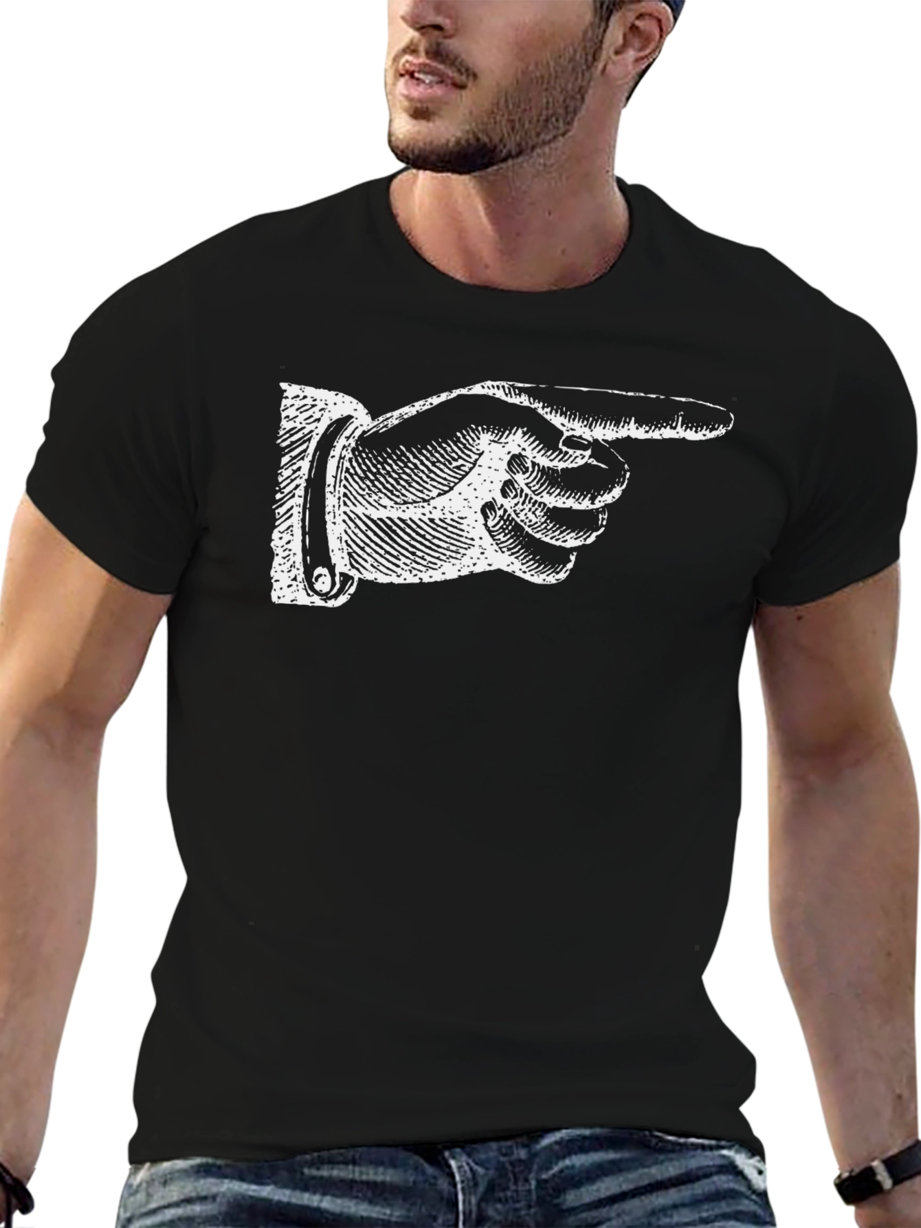 Pointing Hand Graphic Tee - Classic Black T-Shirt