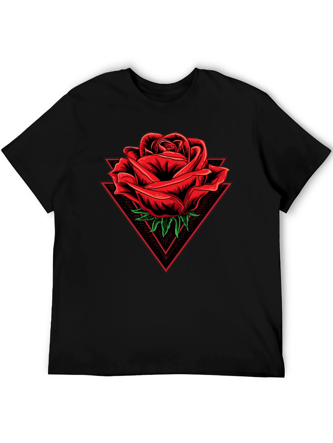 Rose Triangle Graphic Black T-Shirt