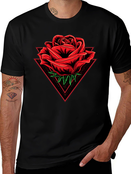 Rose Triangle Graphic Black T-Shirt