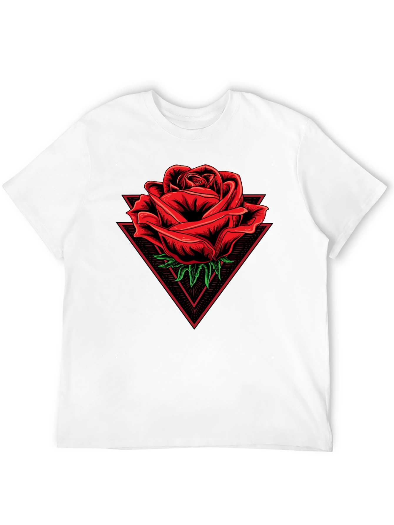 Rose Triangle Graphic Black T-Shirt