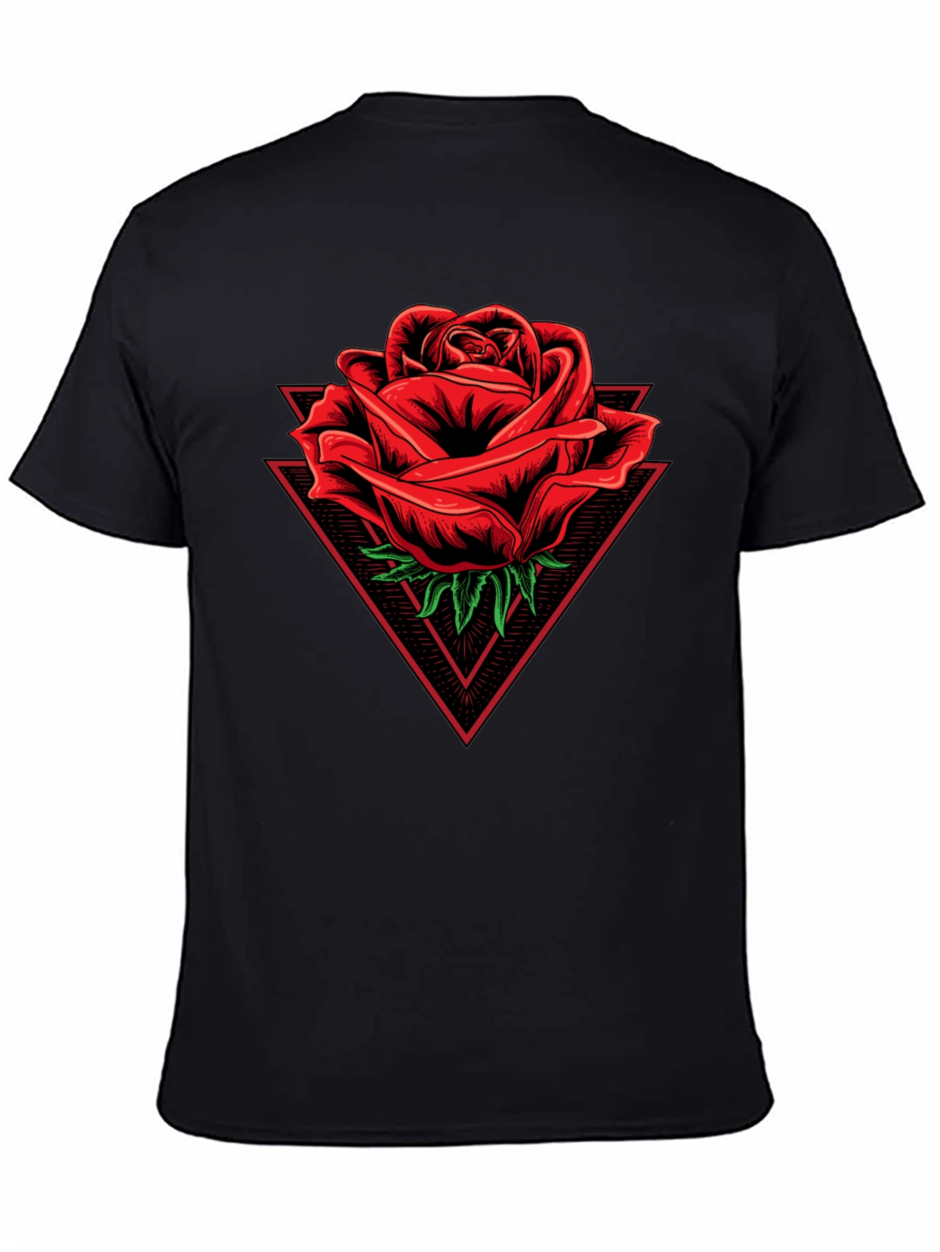Rose Triangle Graphic Black T-Shirt
