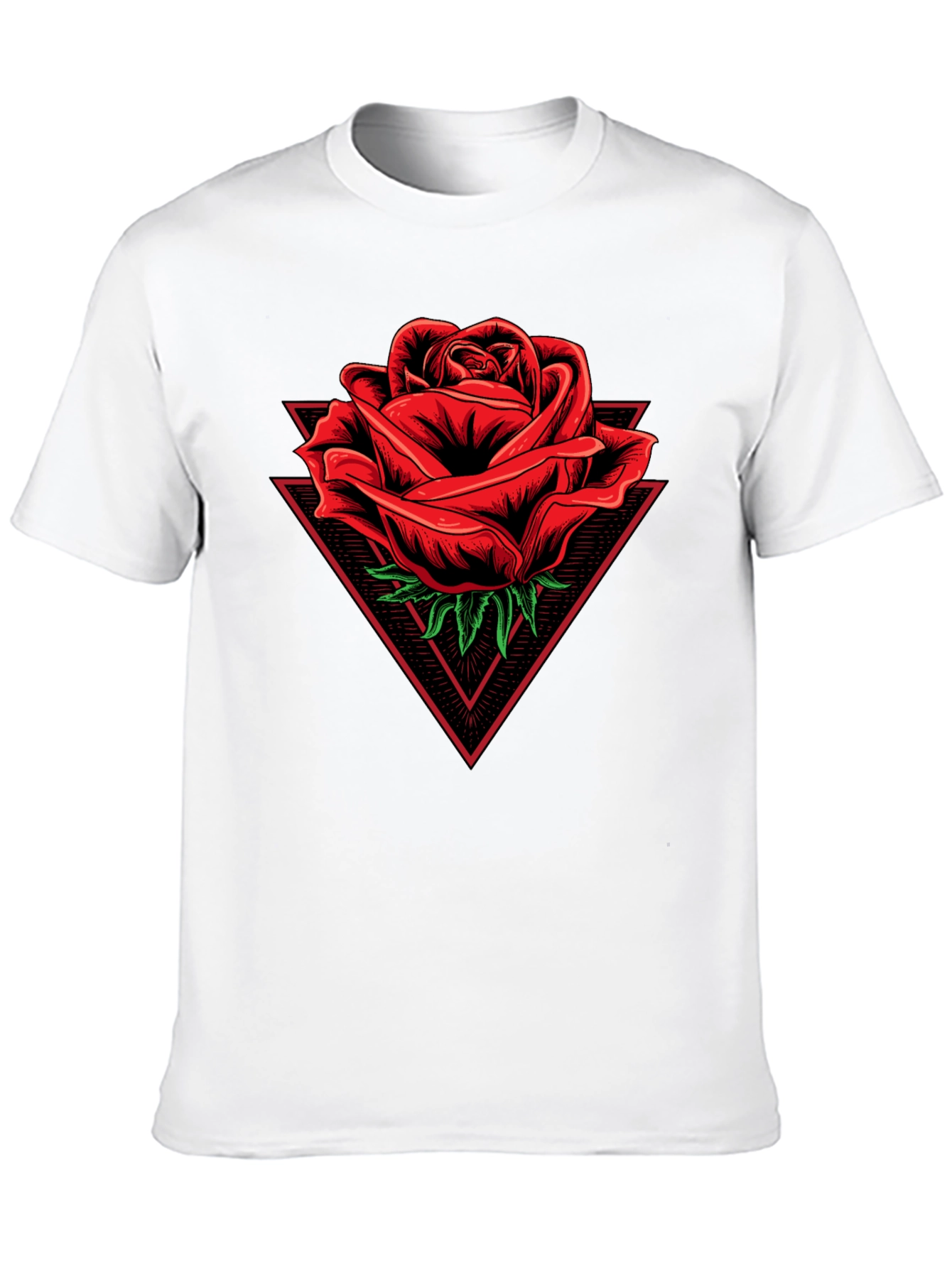 Rose Triangle Graphic Black T-Shirt
