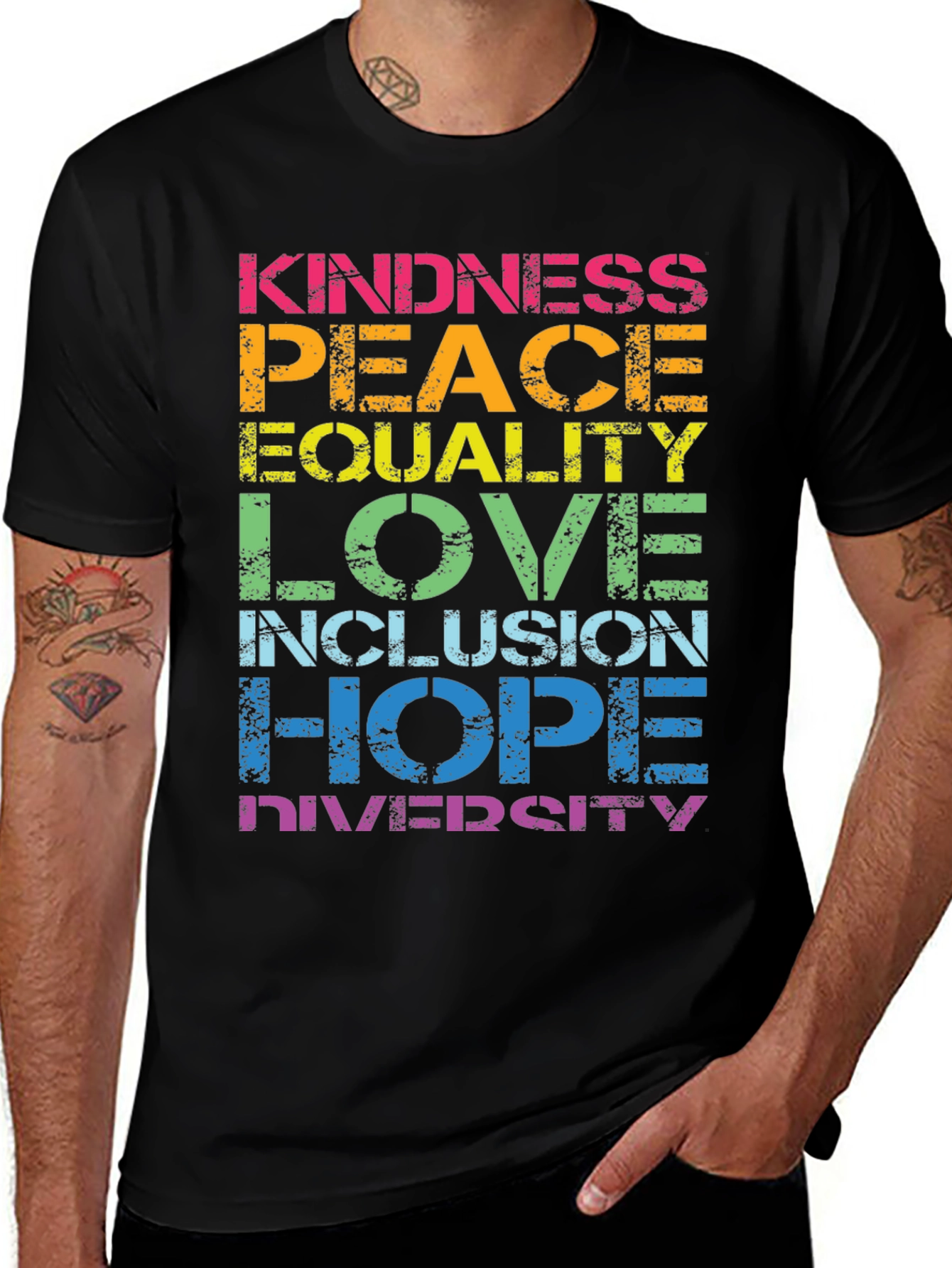 Kindness Peace Equality Love Inclusion Hope Diversity T-Shirt