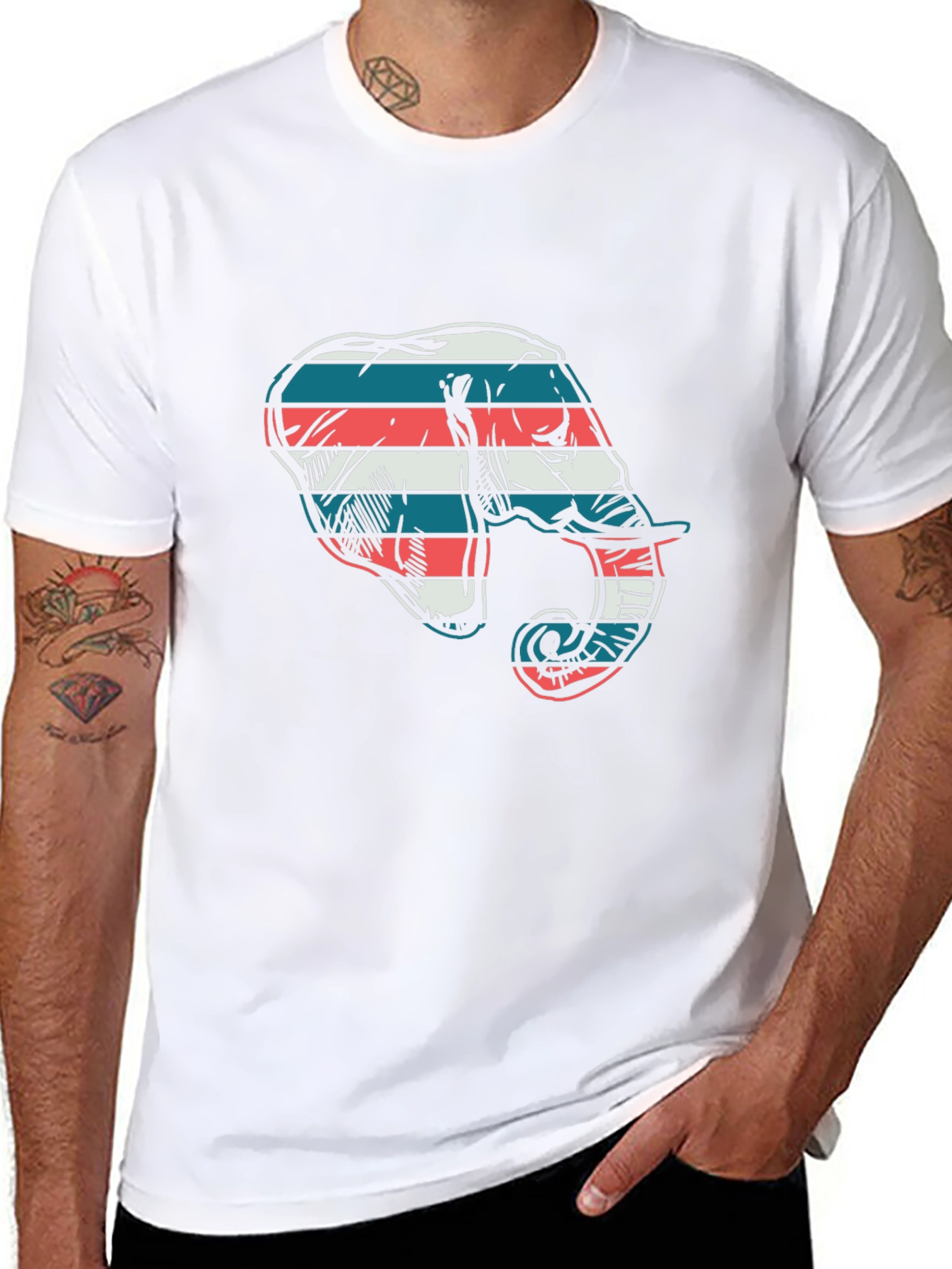 Striped Elephant Graphic Tee - Cool Casual Style
