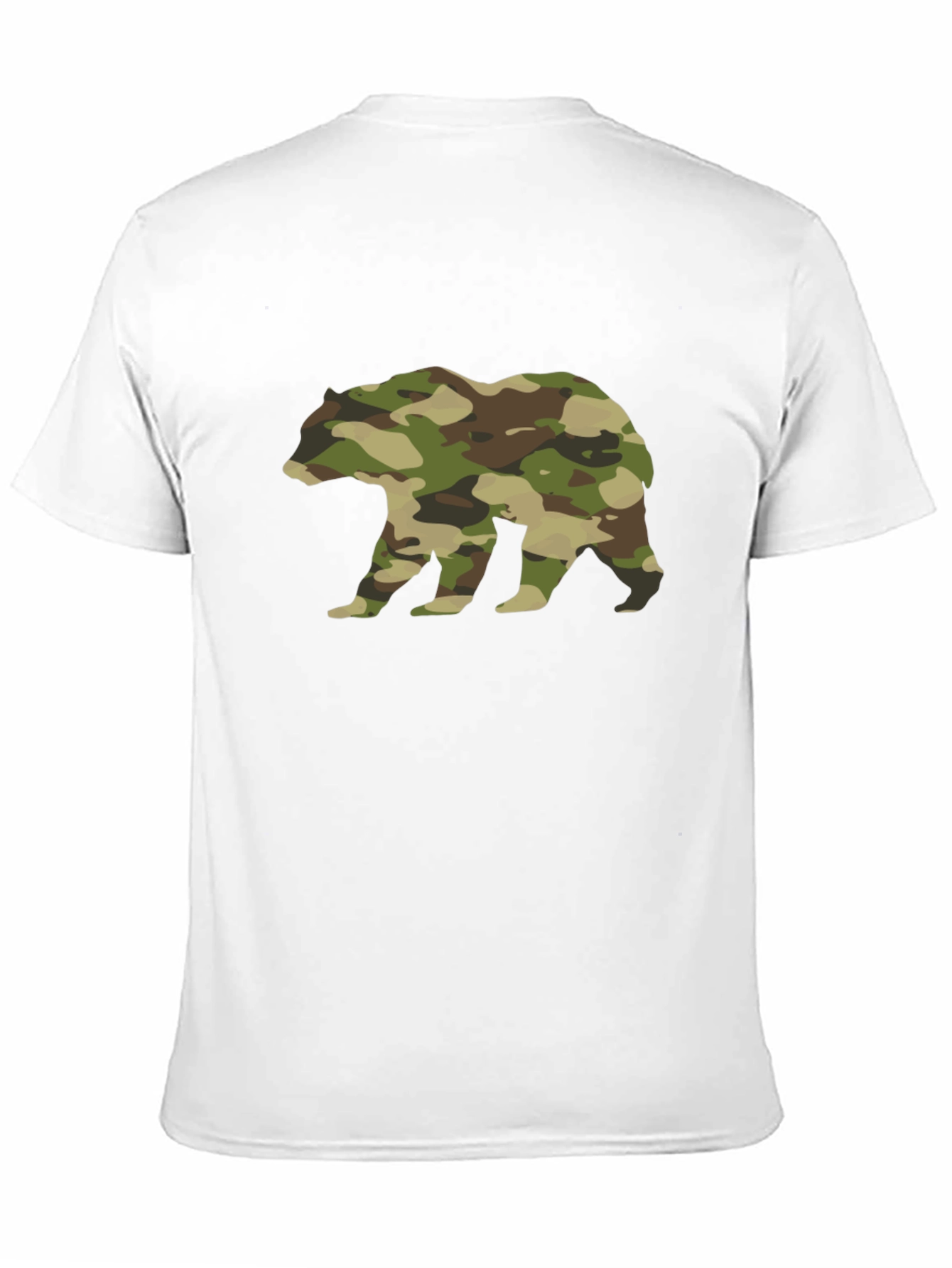Camo Bear Graphic Tee - Black Cotton Casual Shirt