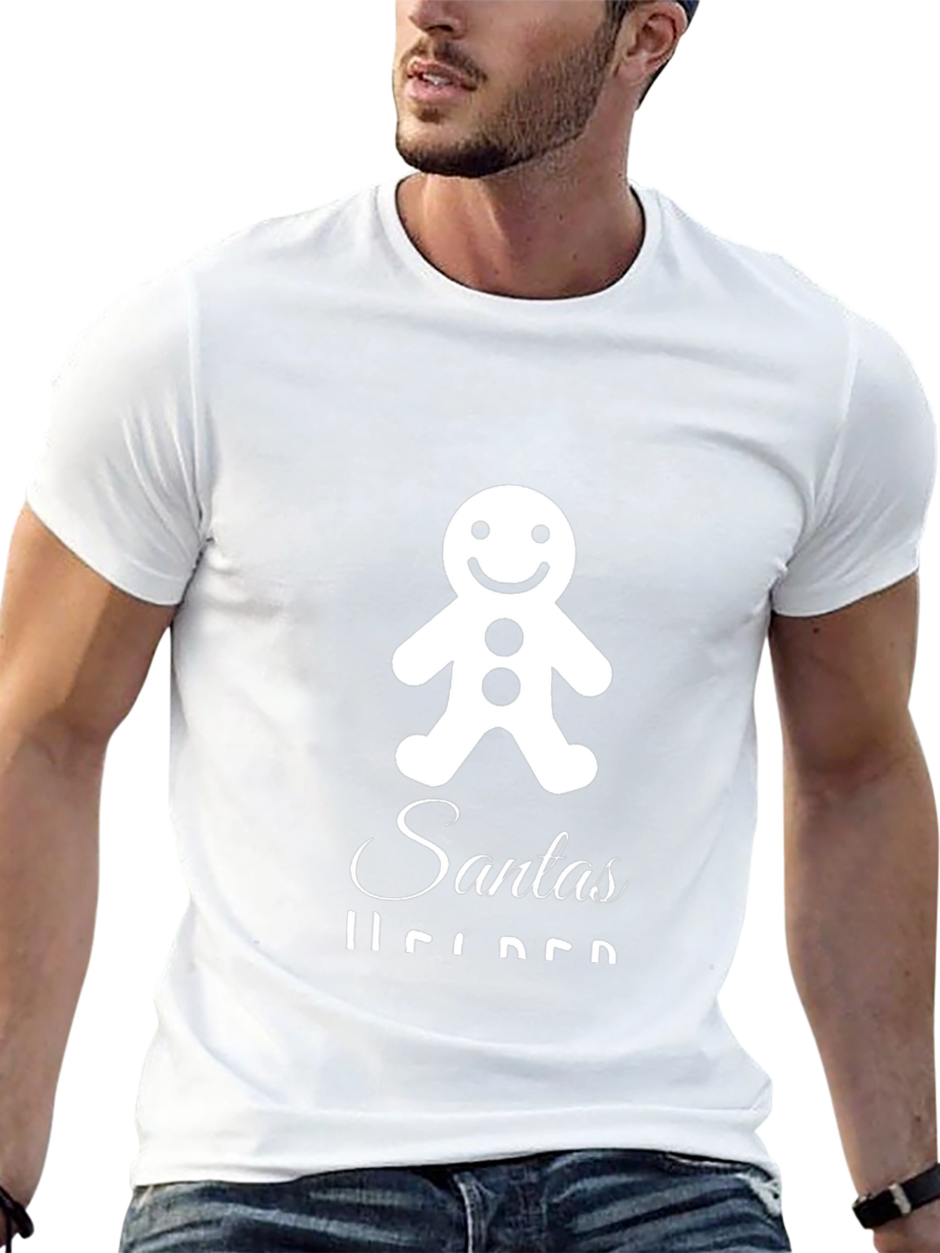 Santas Helper Gingerbread Man Graphic T-Shirt
