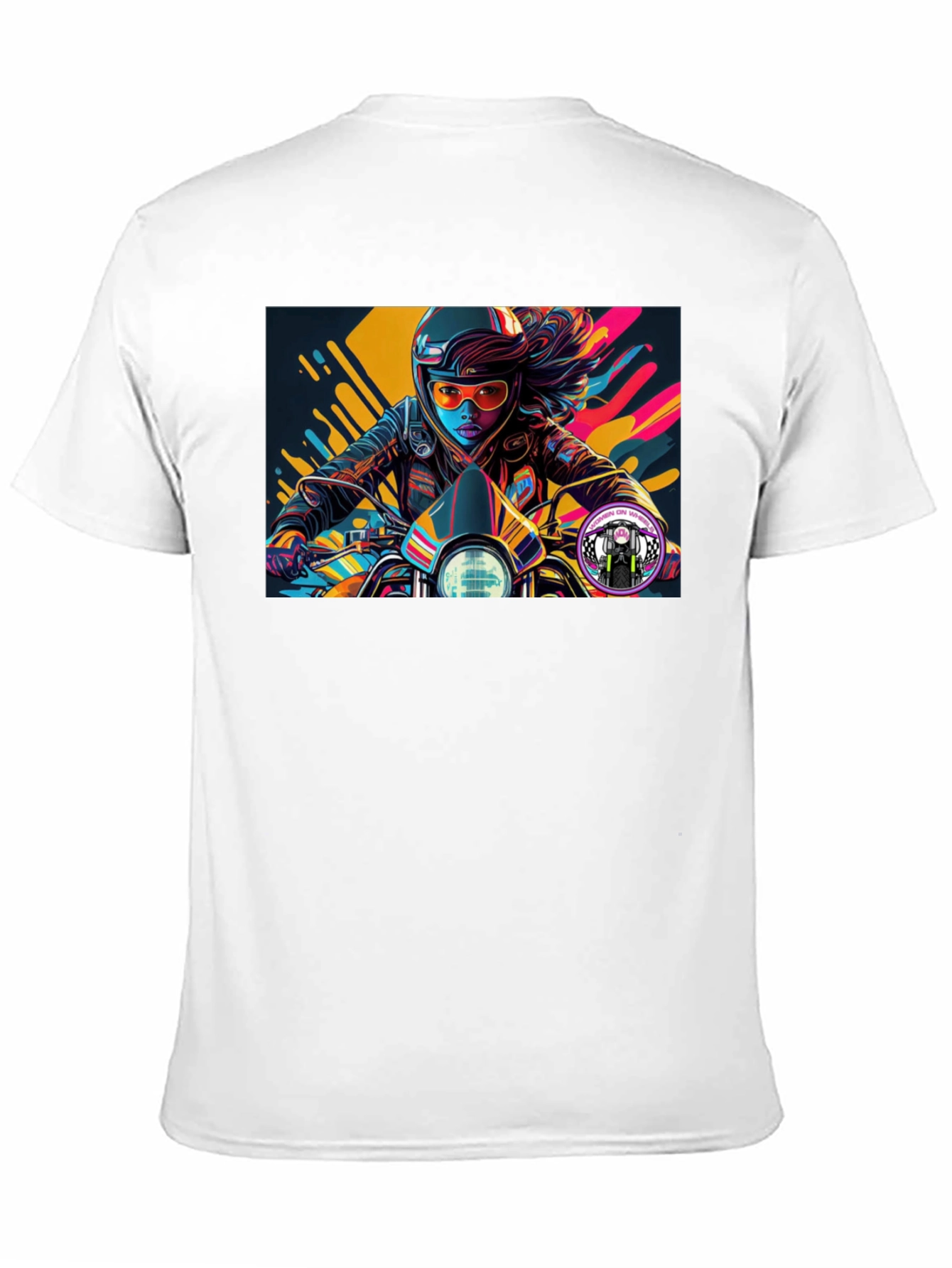 Biker Girl Graphic Tee - Black Cotton T-Shirt