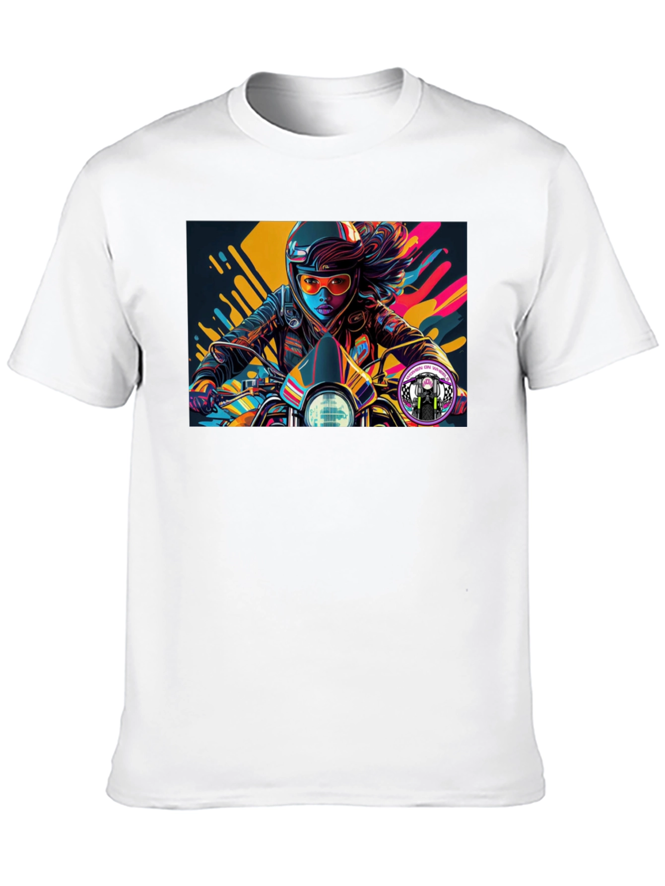 Biker Girl Graphic Tee - Black Cotton T-Shirt