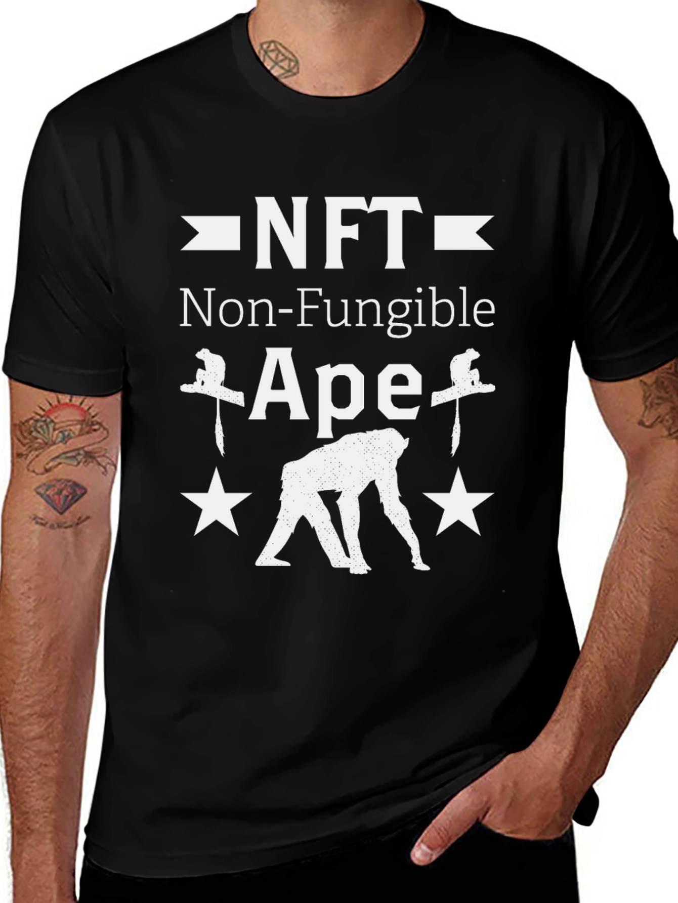 NFT Non-Fungible Ape Graphic Tee - Crypto Art Shirt