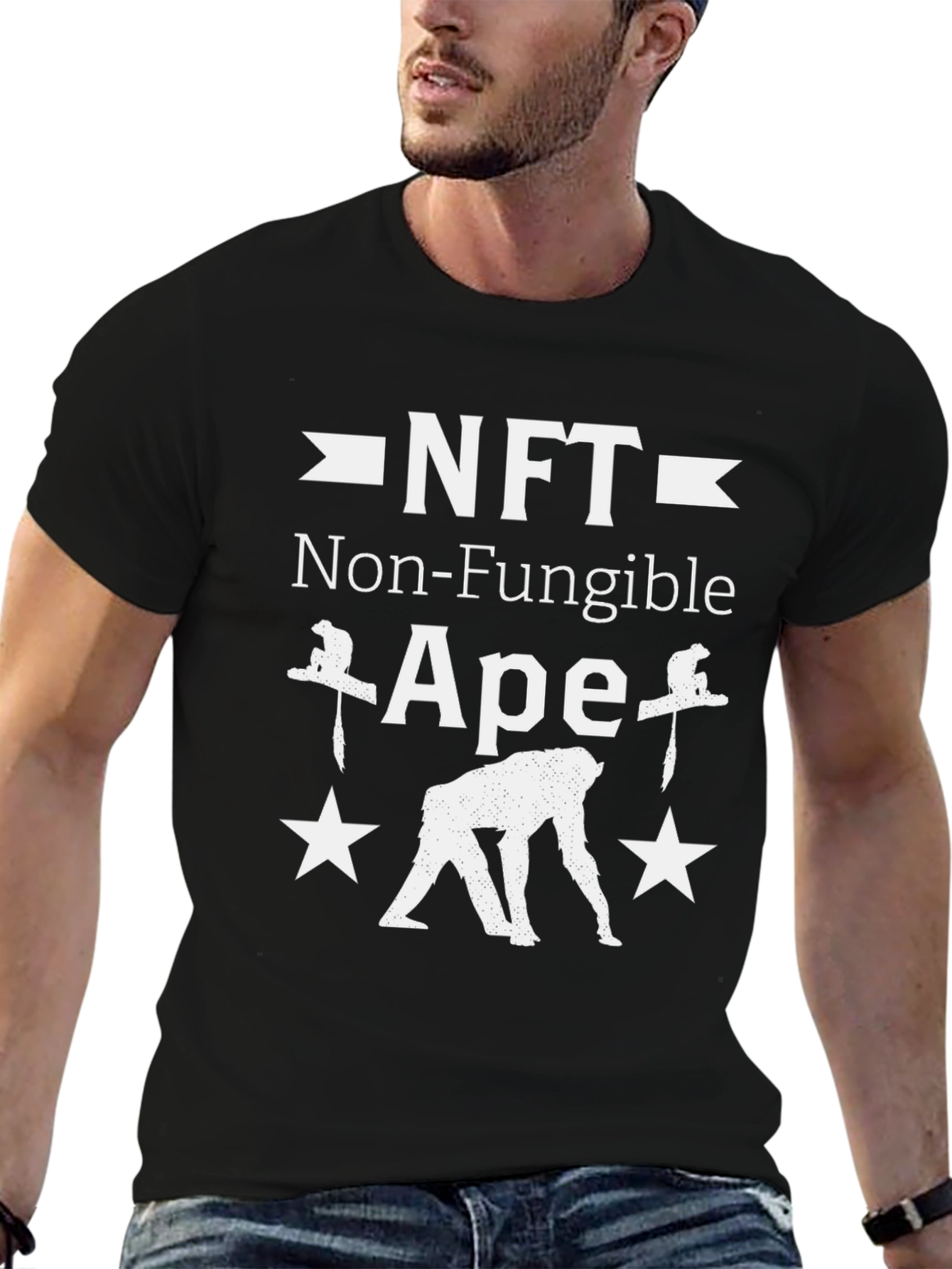 NFT Non-Fungible Ape Graphic Tee - Crypto Art Shirt
