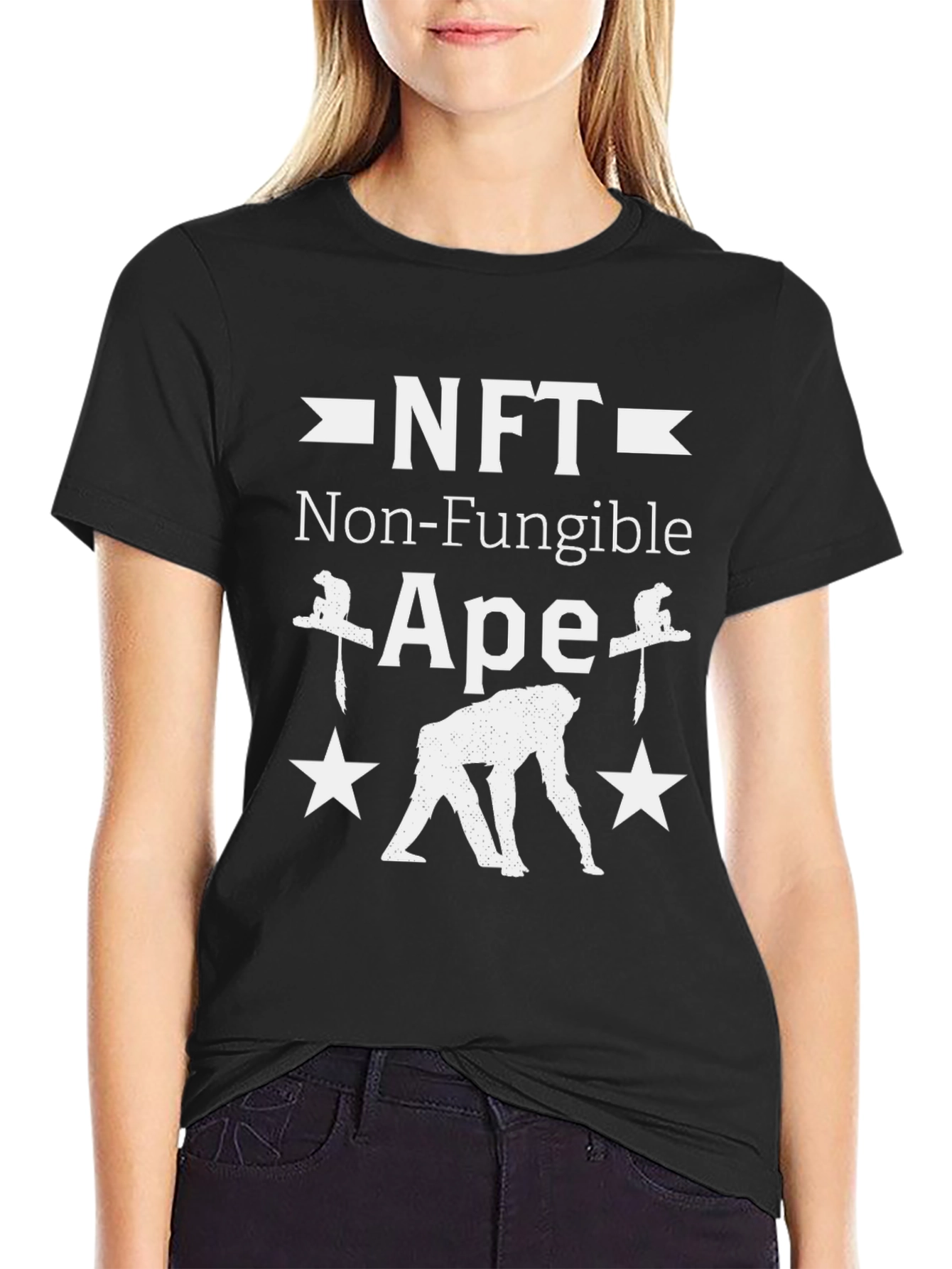 NFT Non-Fungible Ape Graphic Tee - Crypto Art Shirt