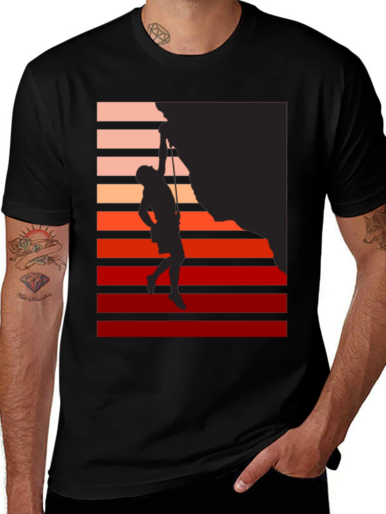 Climbing Silhouette Graphic Tee - Retro Style