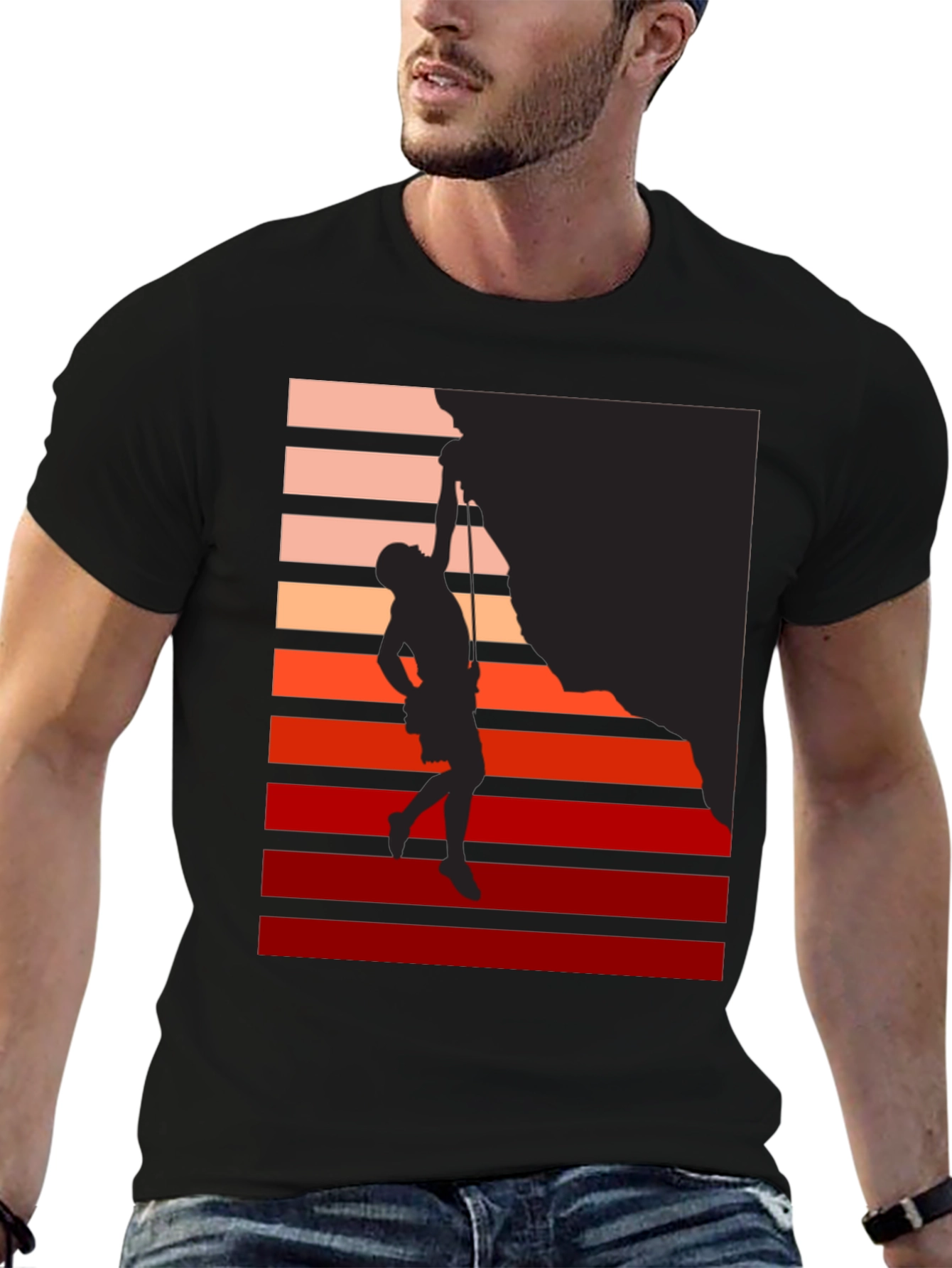 Climbing Silhouette Graphic Tee - Retro Style