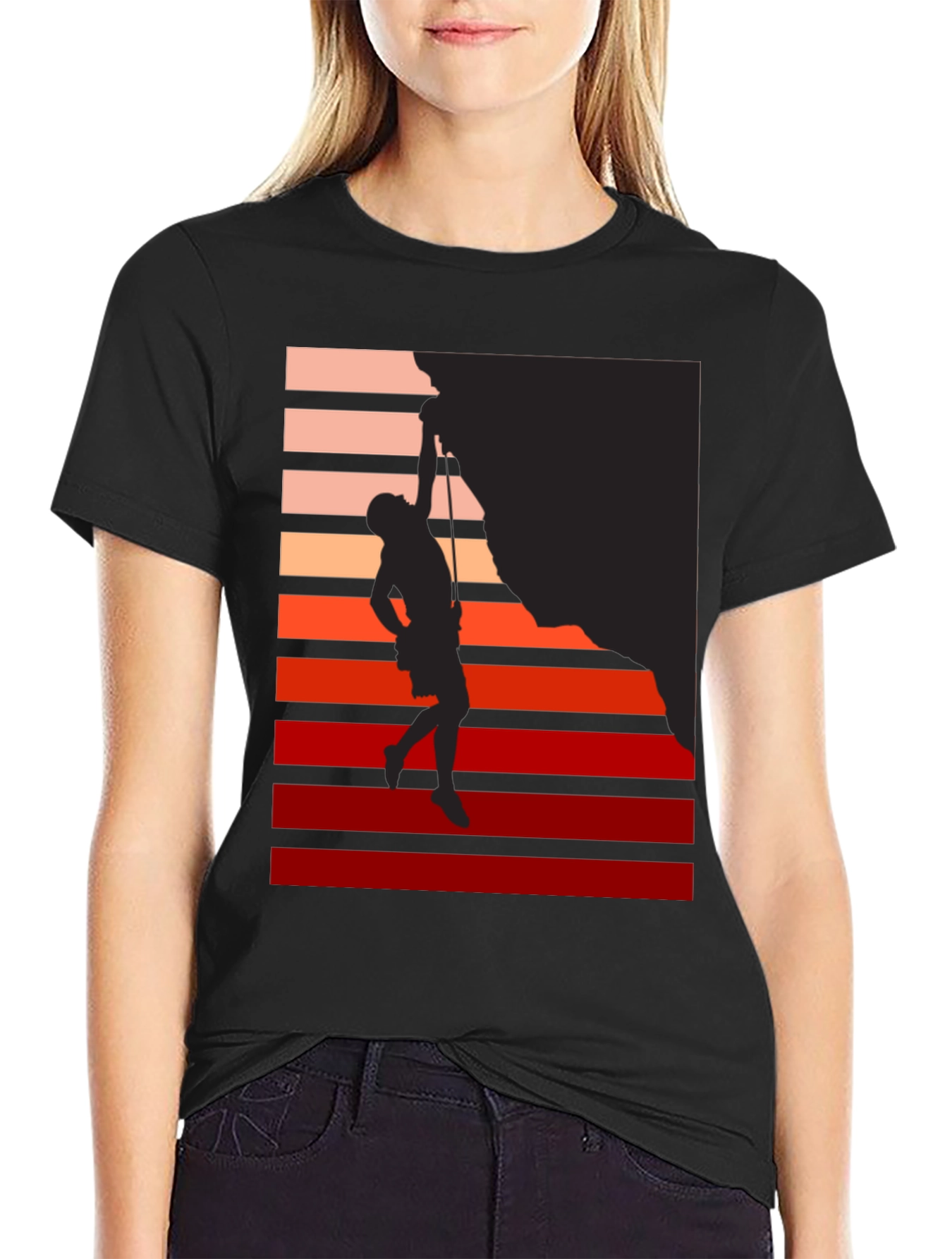 Climbing Silhouette Graphic Tee - Retro Style