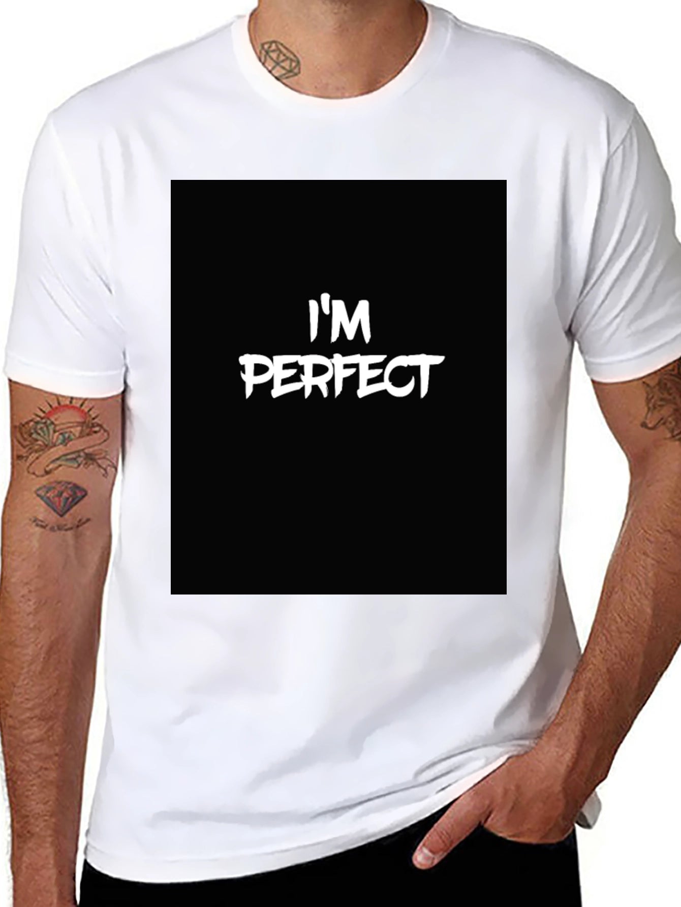 Im Perfect Black Graphic Tee - Bold Statement Shirt