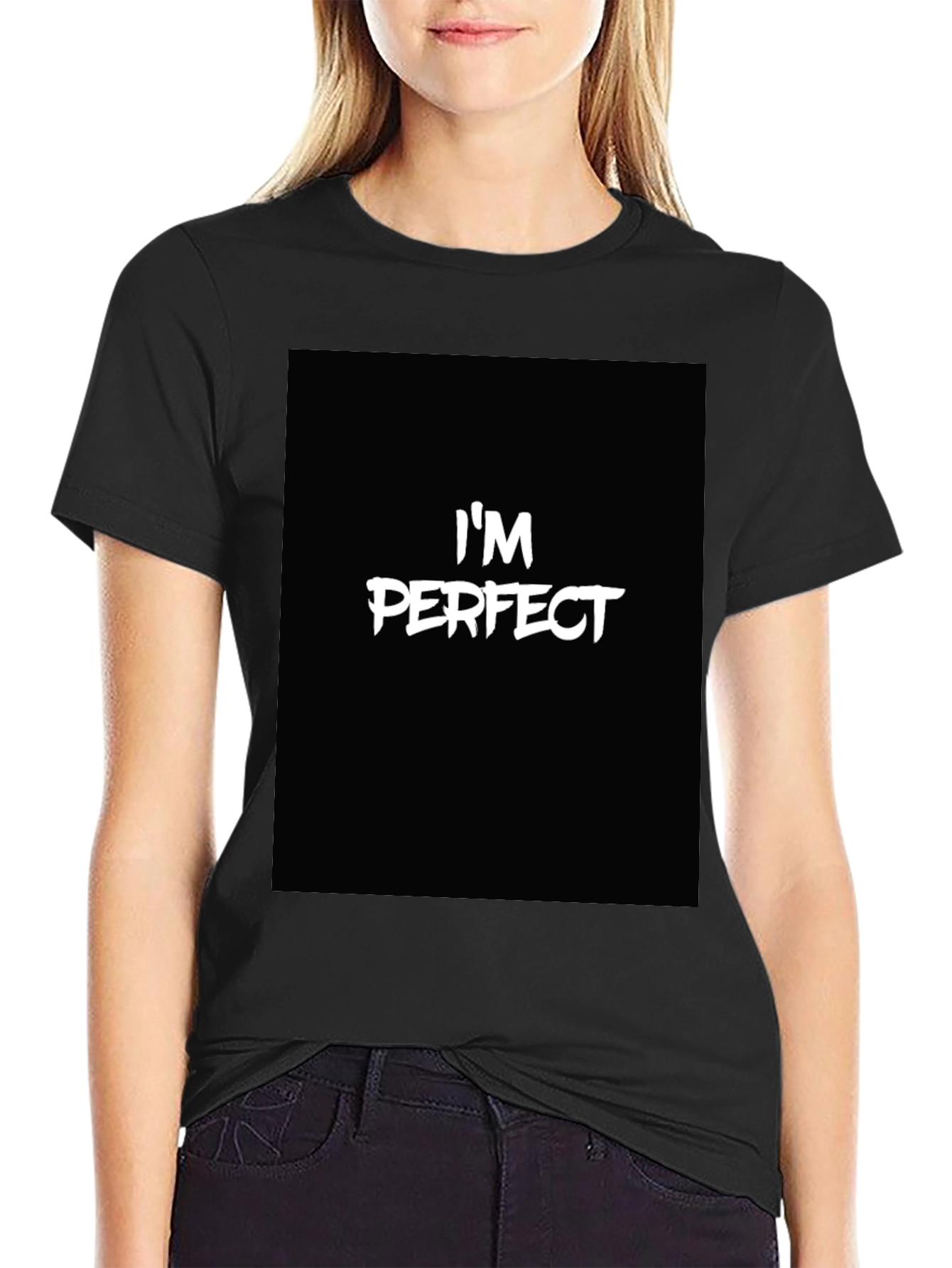 Im Perfect Black Graphic Tee - Bold Statement Shirt