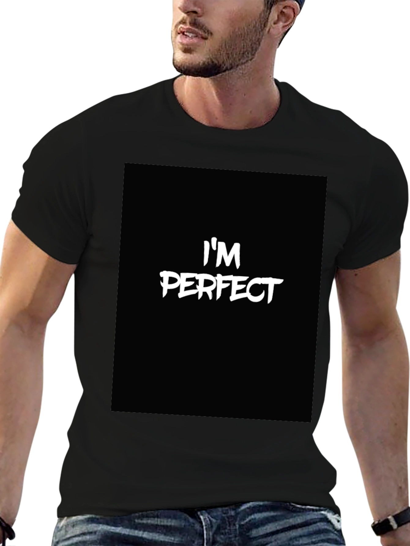Im Perfect Black Graphic Tee - Bold Statement Shirt