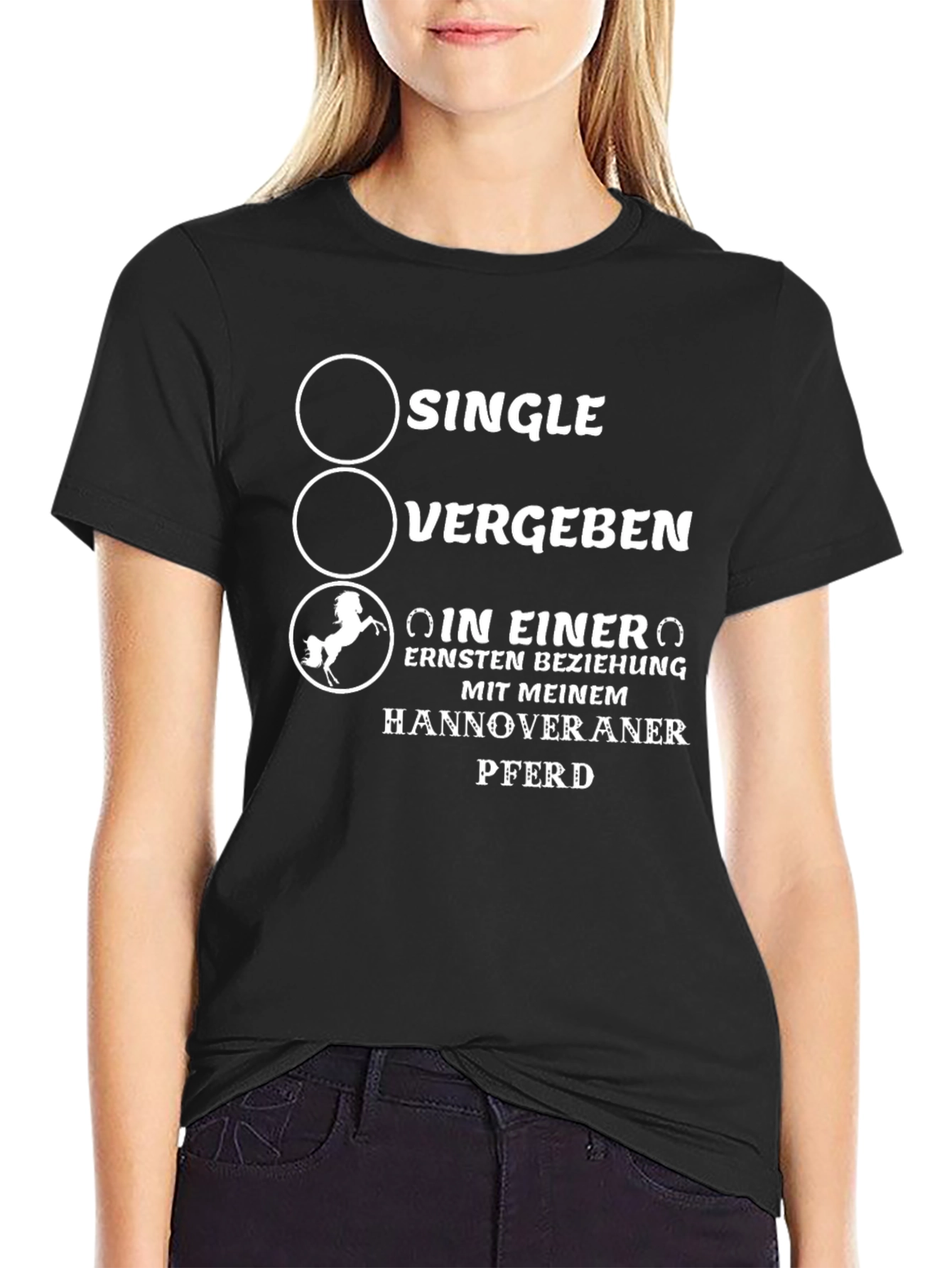 Single? Vergeben? Horse Lover Black T-Shirt