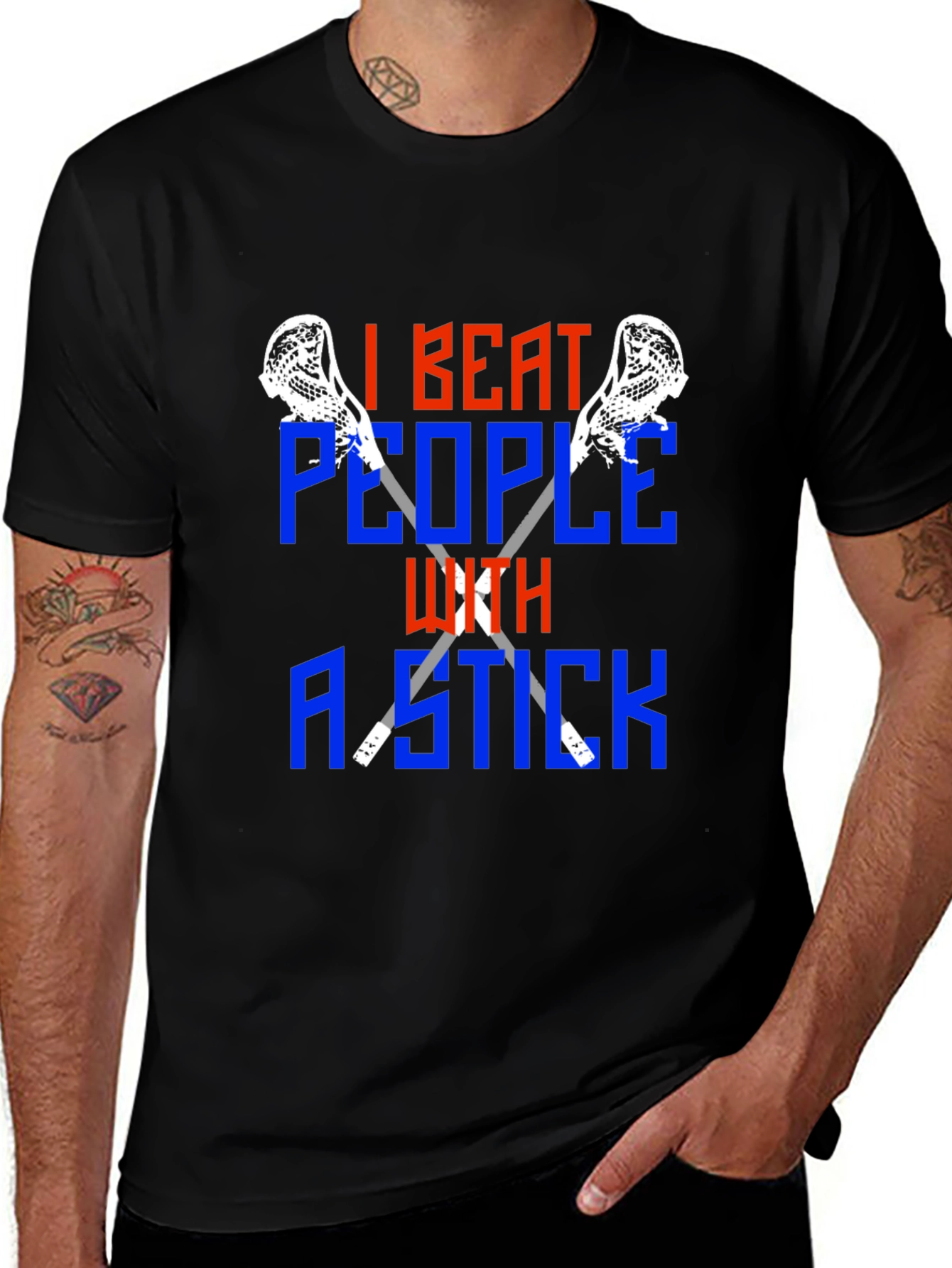 I Beat People With a Stick Lacrosse T-Shirt