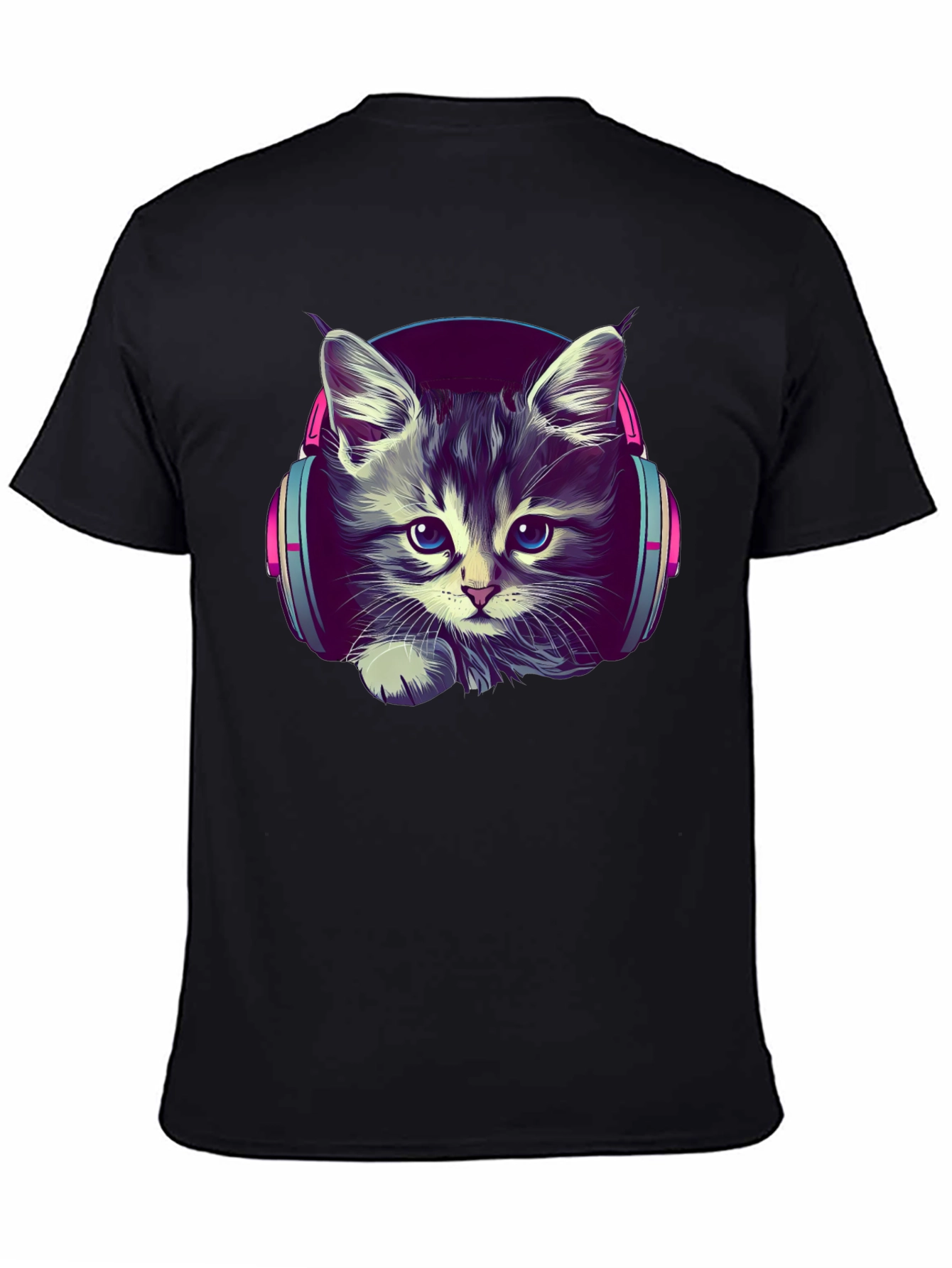 Kitten DJ Graphic Tee - Cool Cat Headphones T-Shirt