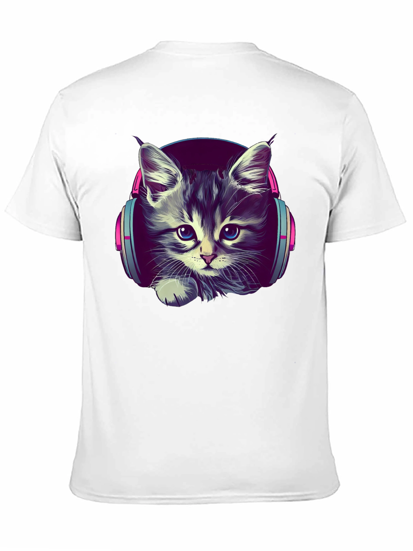 Kitten DJ Graphic Tee - Cool Cat Headphones T-Shirt