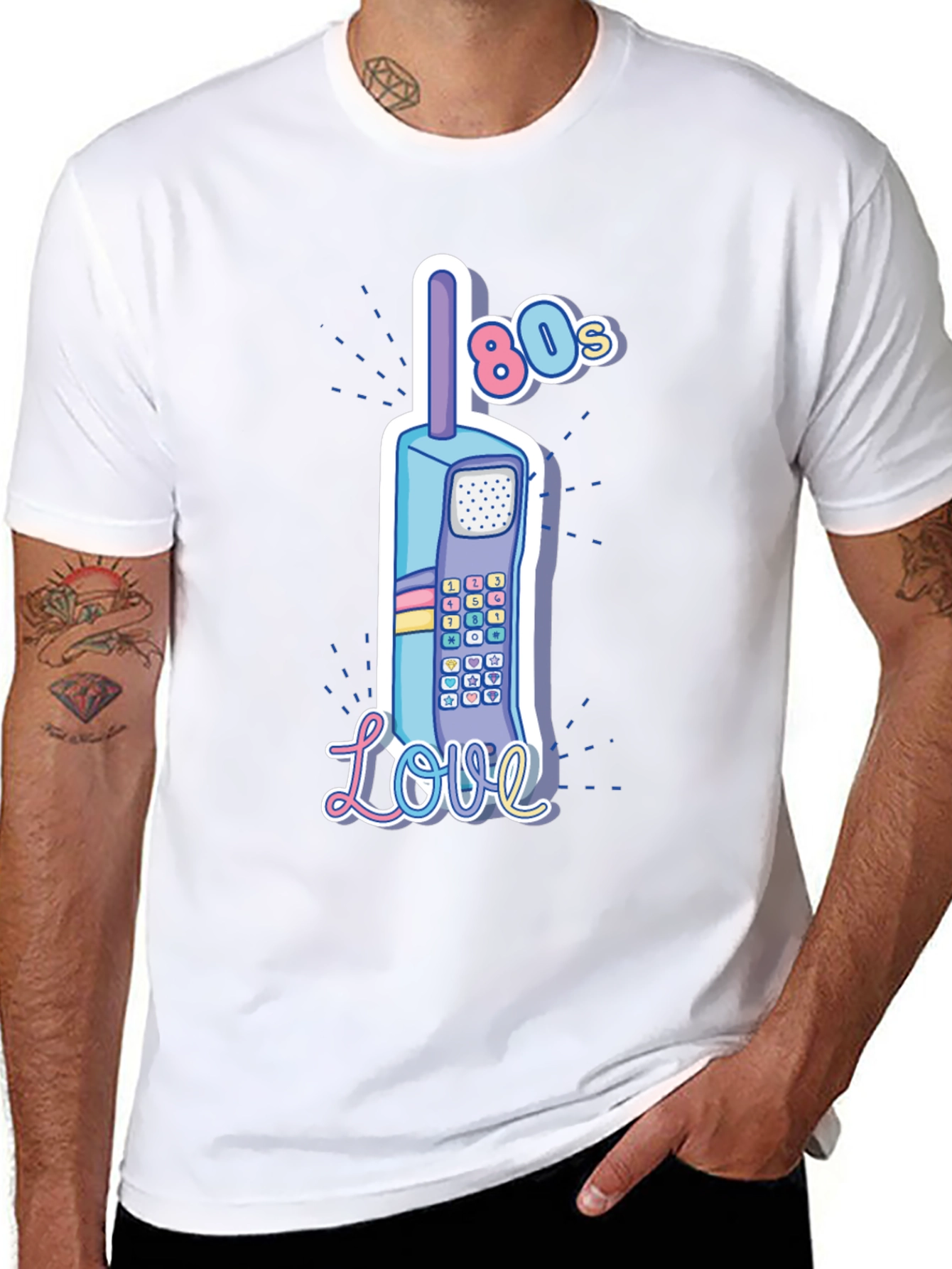Retro 80s Cell Phone Love Graphic T-Shirt