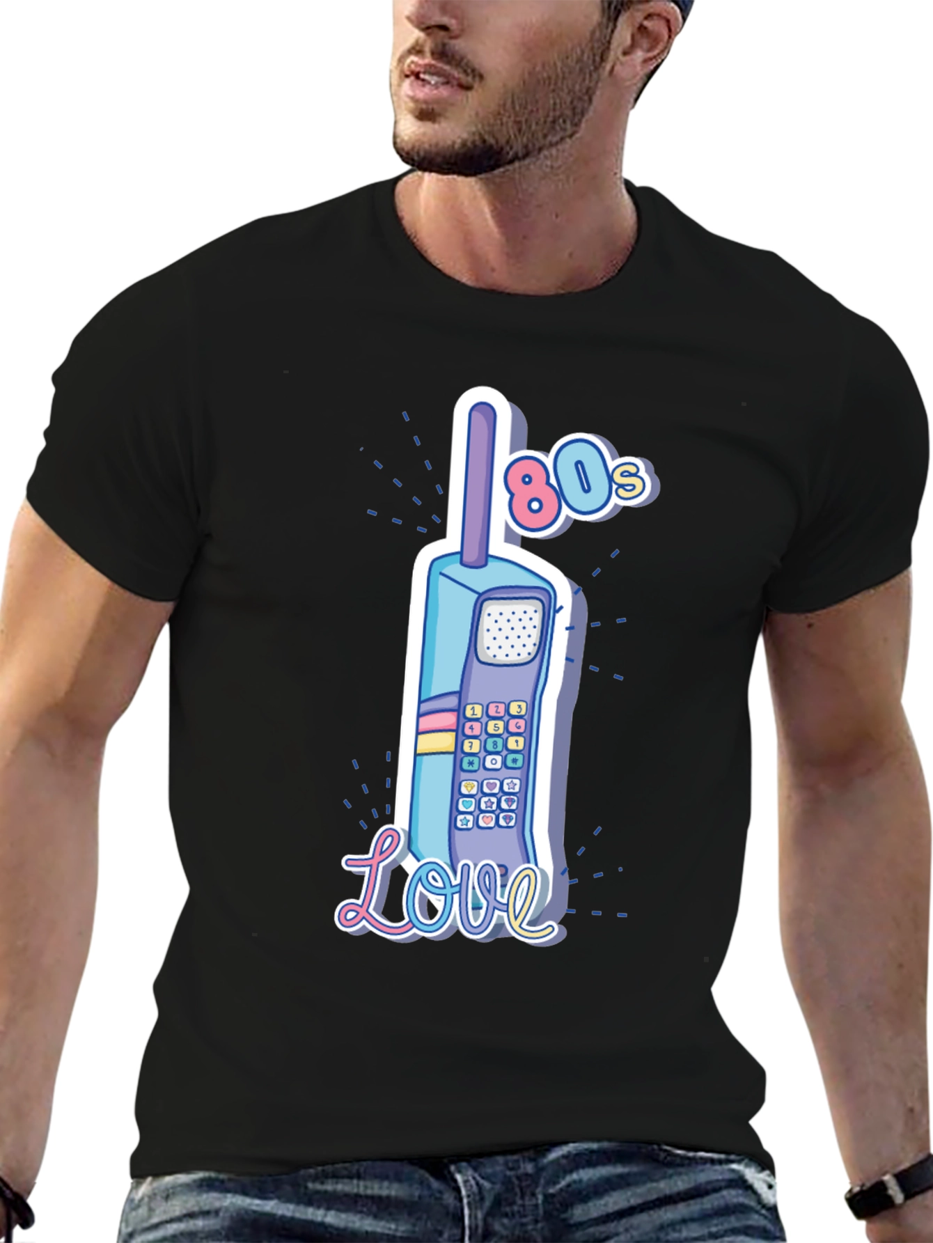 Retro 80s Cell Phone Love Graphic T-Shirt