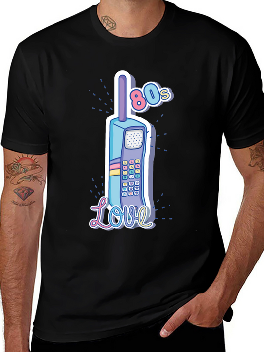 Retro 80s Cell Phone Love Graphic T-Shirt