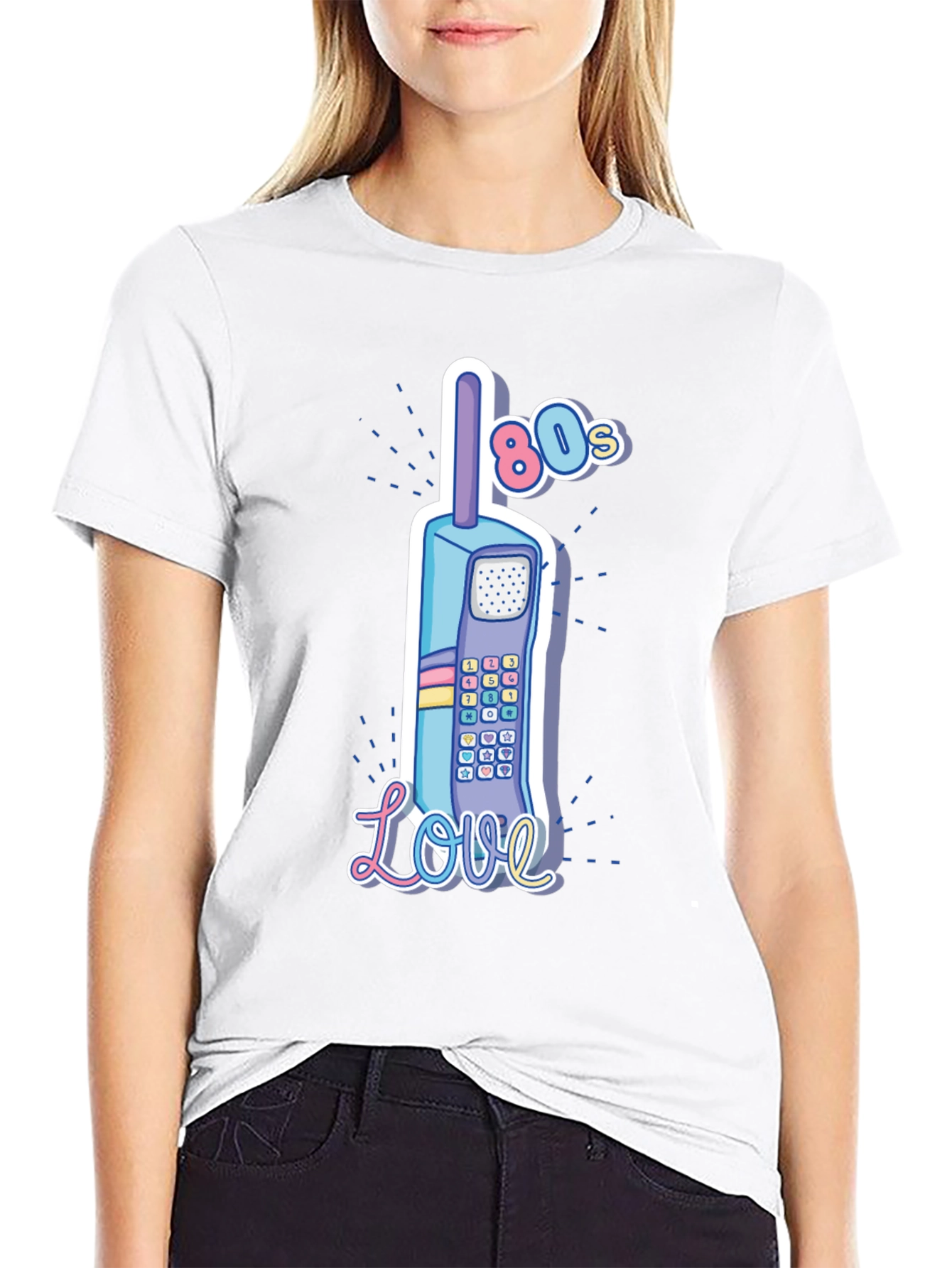 Retro 80s Cell Phone Love Graphic T-Shirt