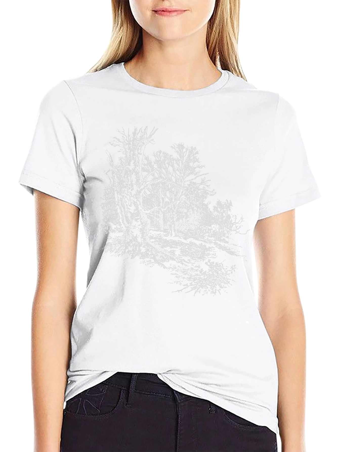 Eerie Forest Graphic Tee - Black Cotton T-Shirt
