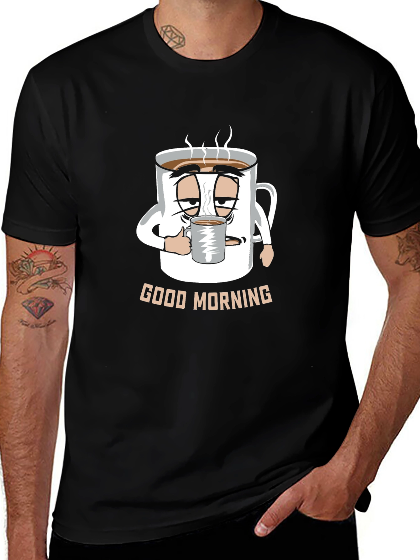 Funny Good Morning Coffee Mug Cartoon T-Shirt