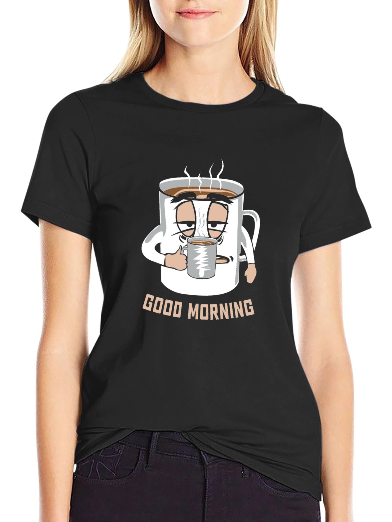 Funny Good Morning Coffee Mug Cartoon T-Shirt