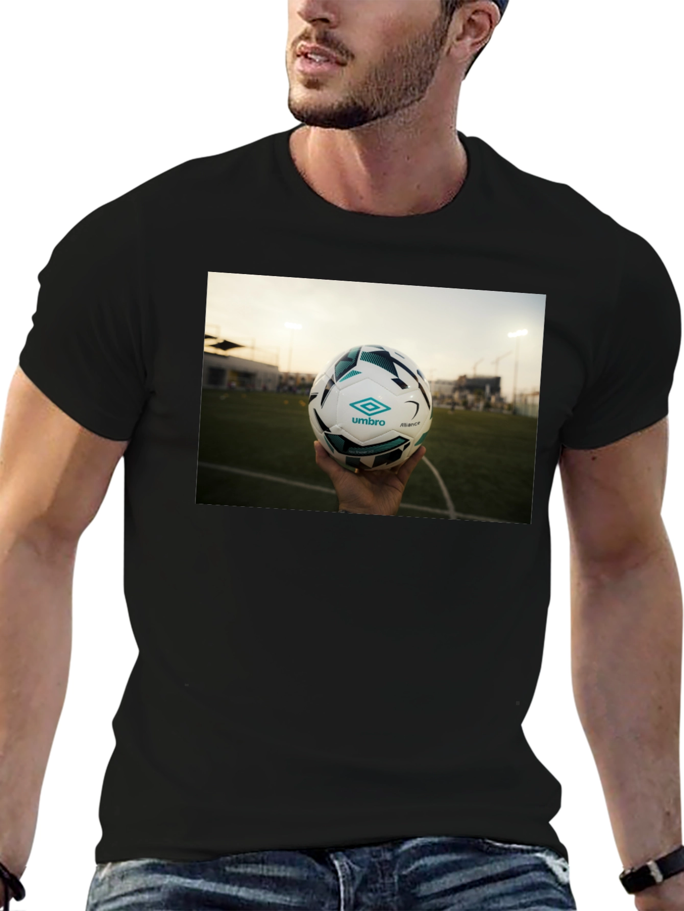 Black T-Shirt with Soccer Ball Graphic