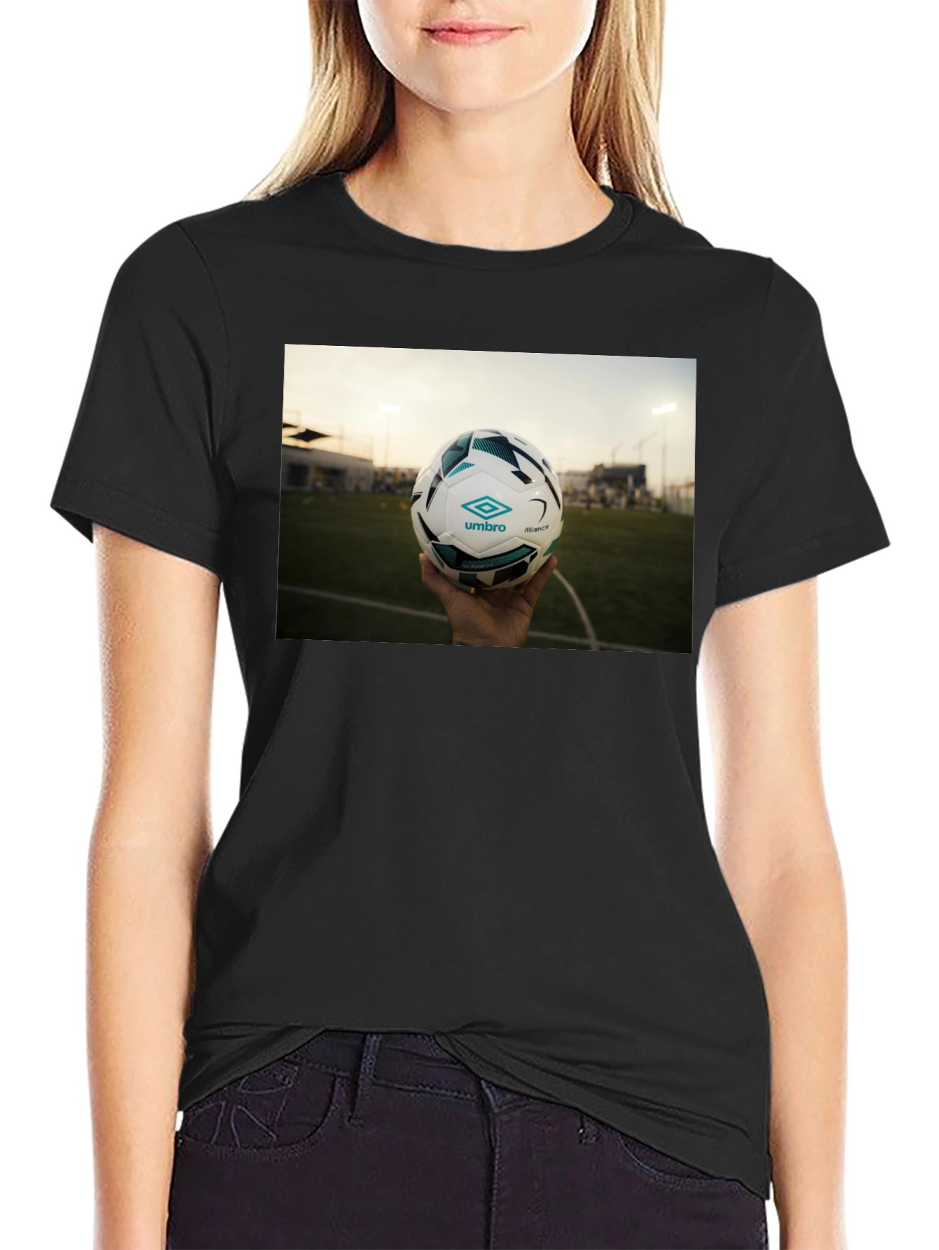 Black T-Shirt with Soccer Ball Graphic