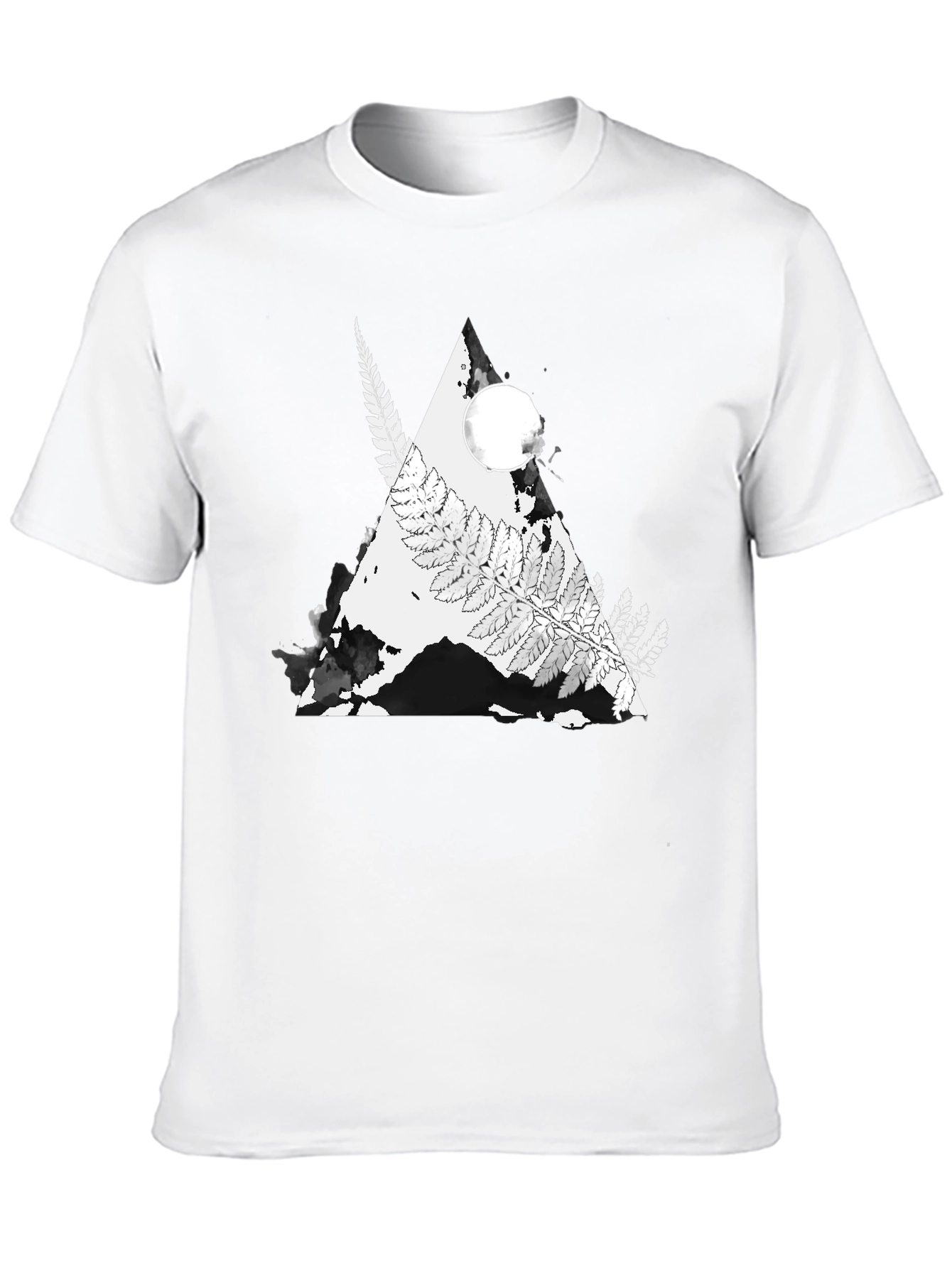 Nature Fern Triangle Graphic Tee - Black Cotton Blend