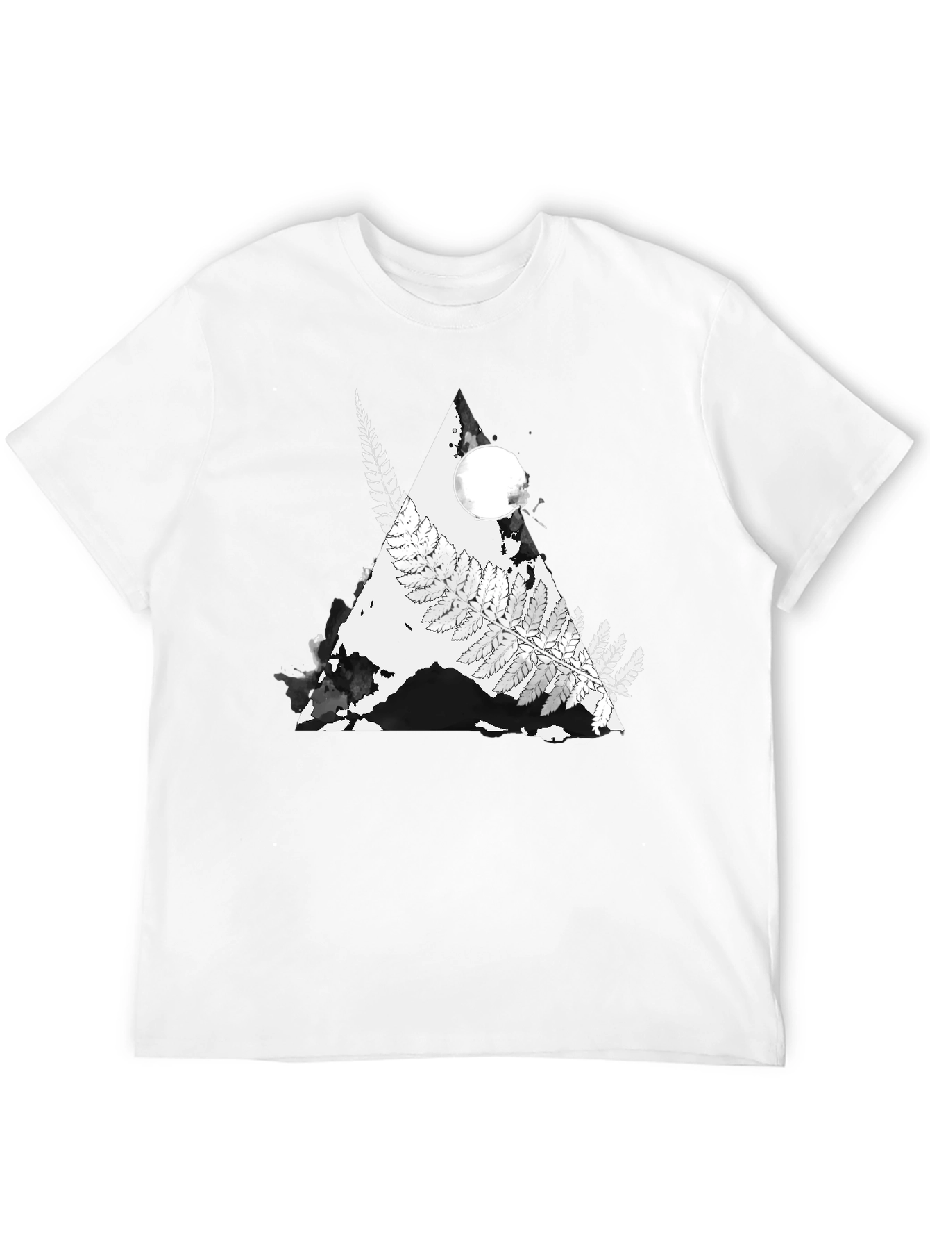 Nature Fern Triangle Graphic Tee - Black Cotton Blend