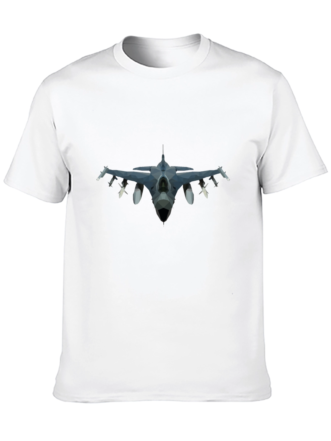 Geometric Jet Fighter Graphic Tee - Black
