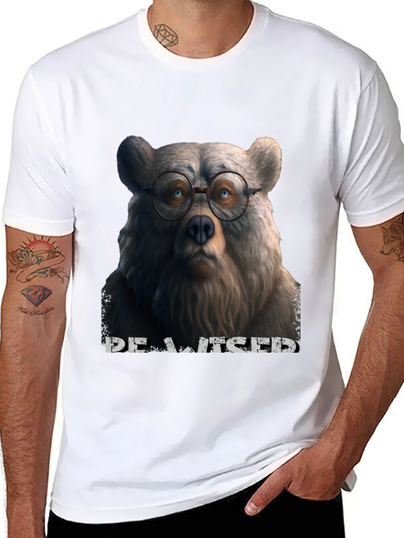 Bear with Glasses Graphic T-Shirt