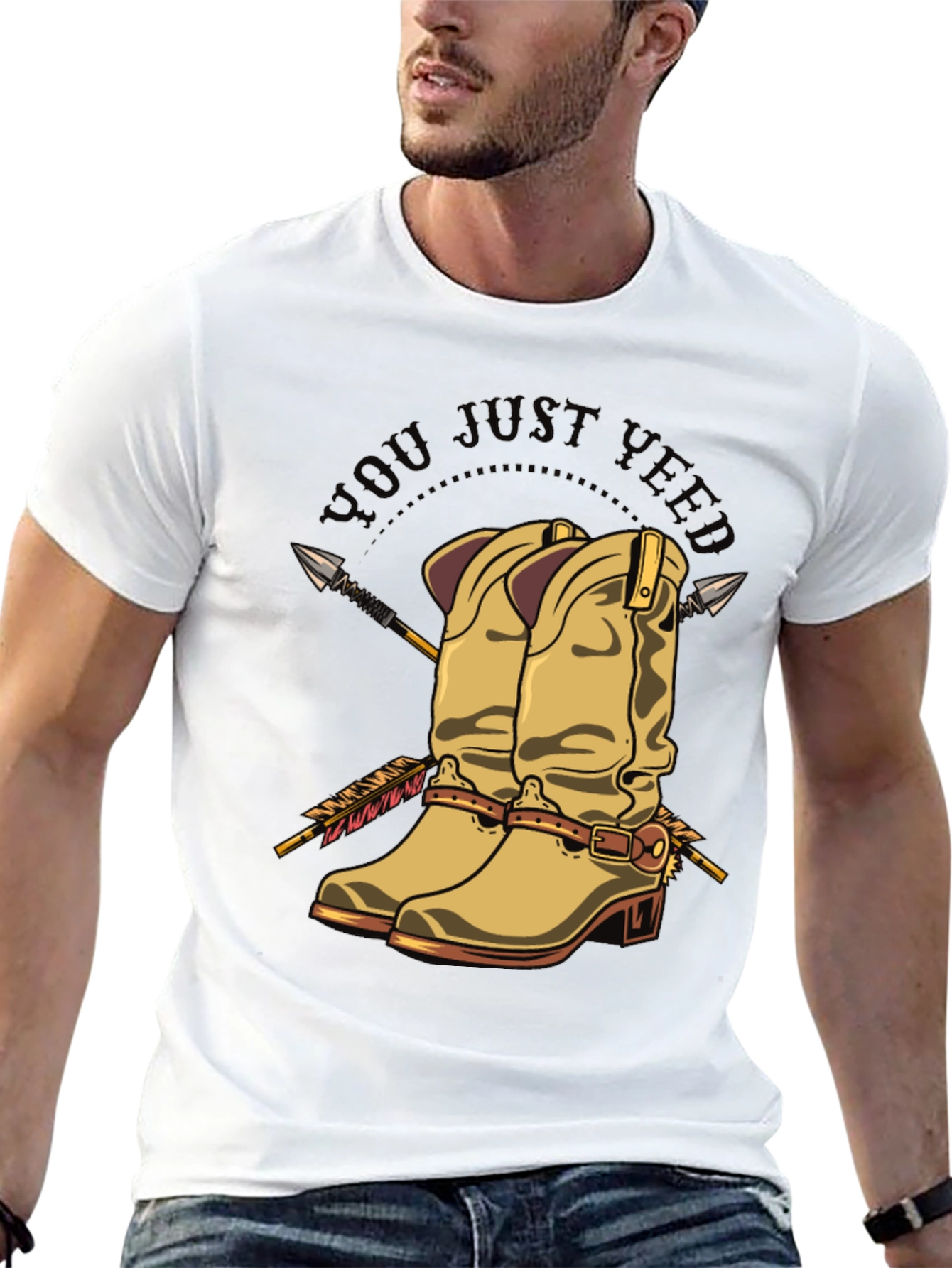 Cowboy Boots & Arrows Graphic T-Shirt - Western Style