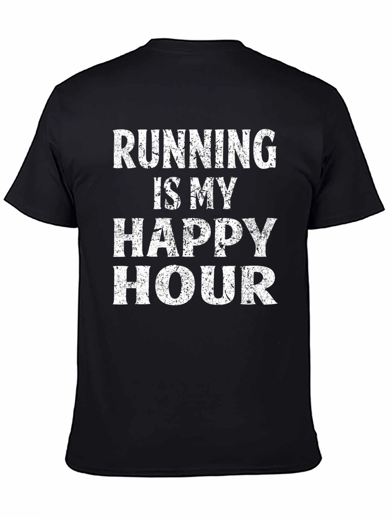 Running is My Happy Hour Black Graphic T-Shirt