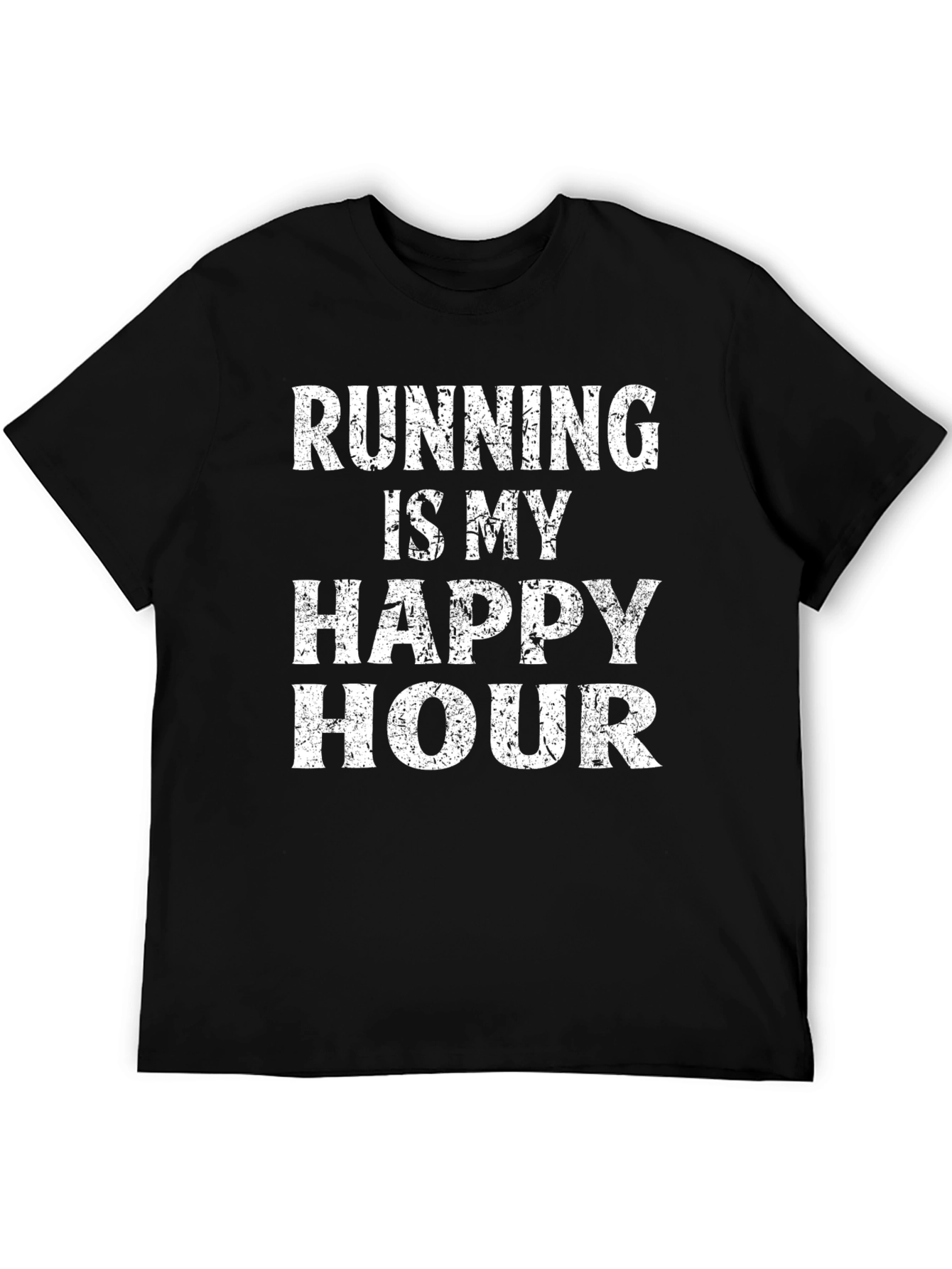 Running is My Happy Hour Black Graphic T-Shirt