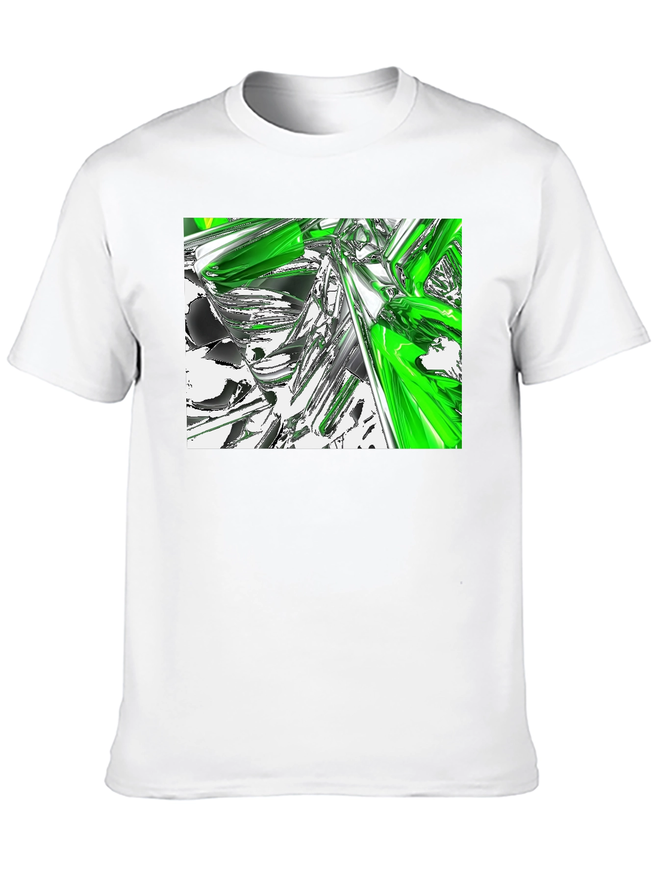 Abstract Green & Chrome Graphic Black T-Shirt