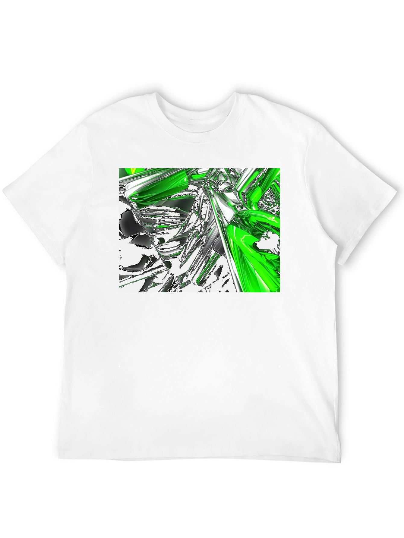 Abstract Green & Chrome Graphic Black T-Shirt