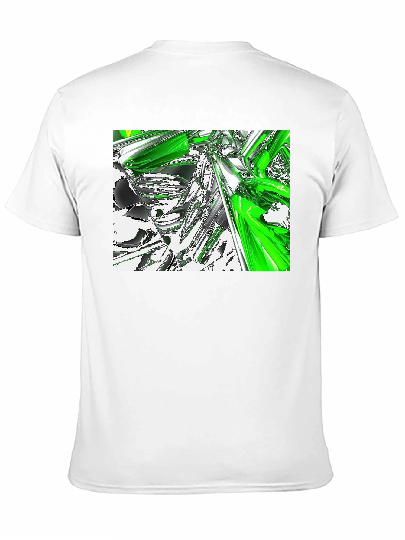 Abstract Green & Chrome Graphic Black T-Shirt