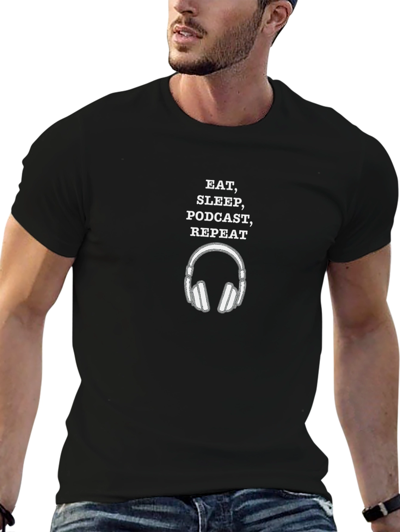 Eat Sleep Podcast Repeat T-Shirt