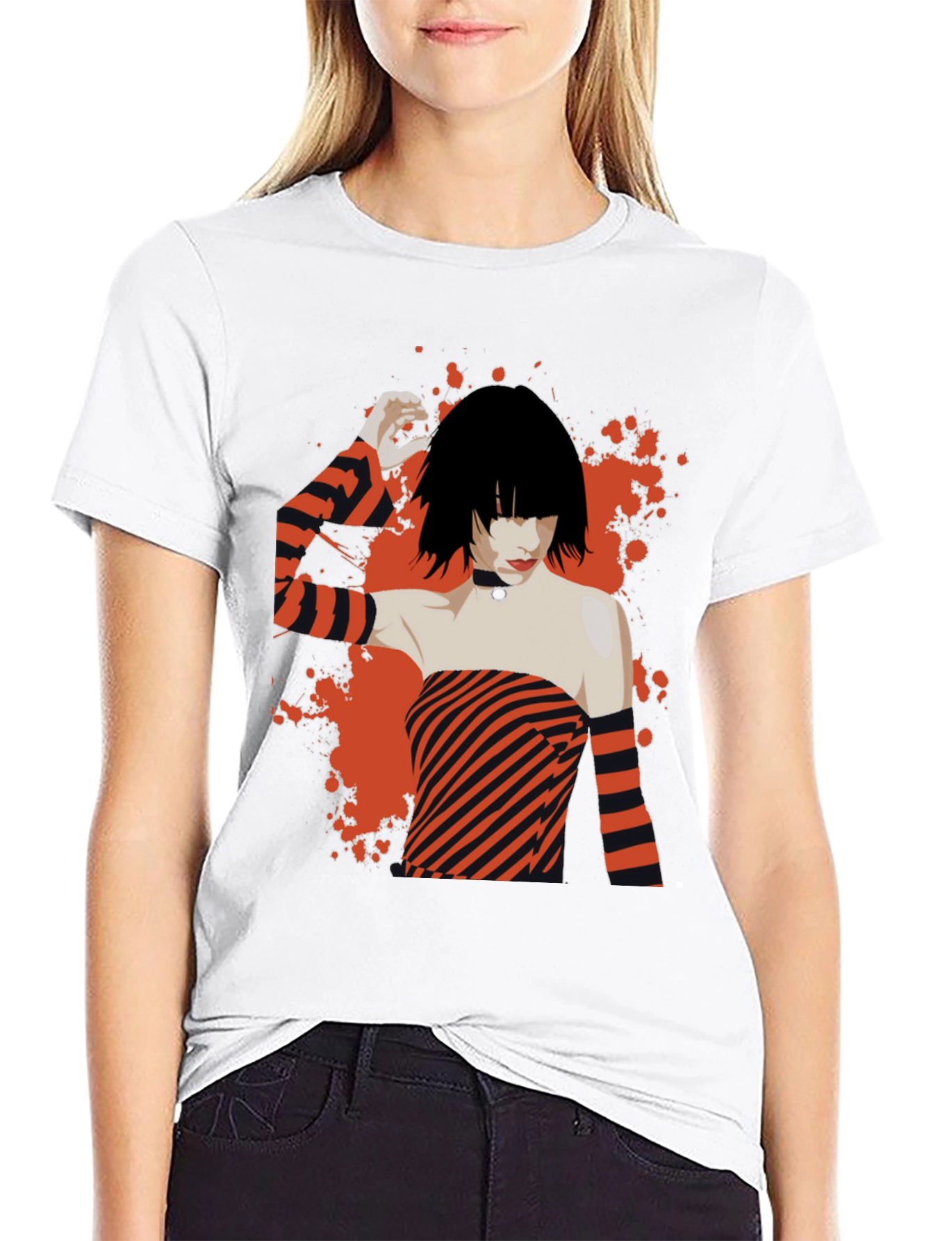 Stripped Design Black T-Shirt
