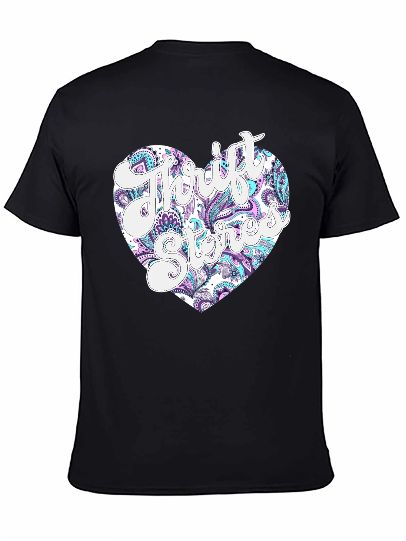 Thrift Stores Heart Graphic T-Shirt - Black
