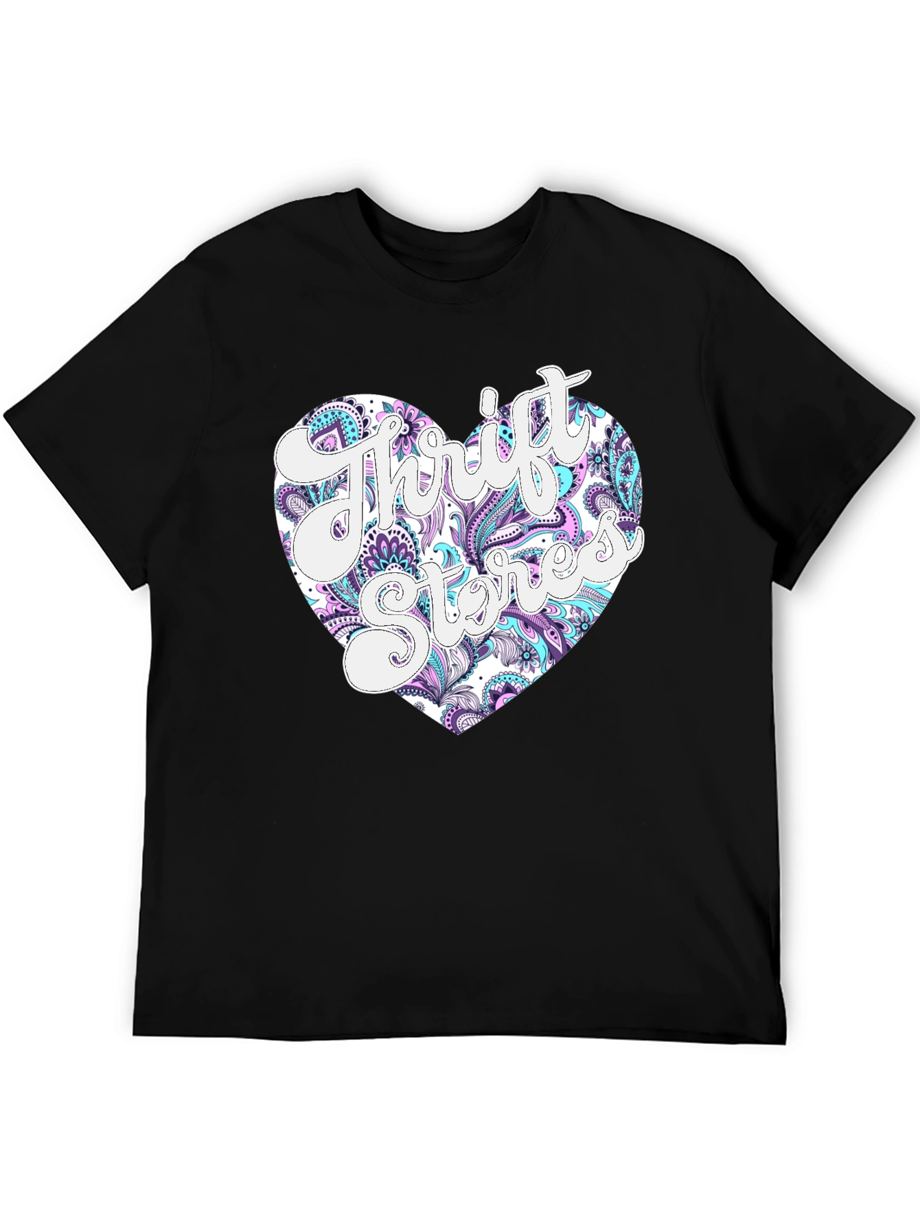 Thrift Stores Heart Graphic T-Shirt - Black