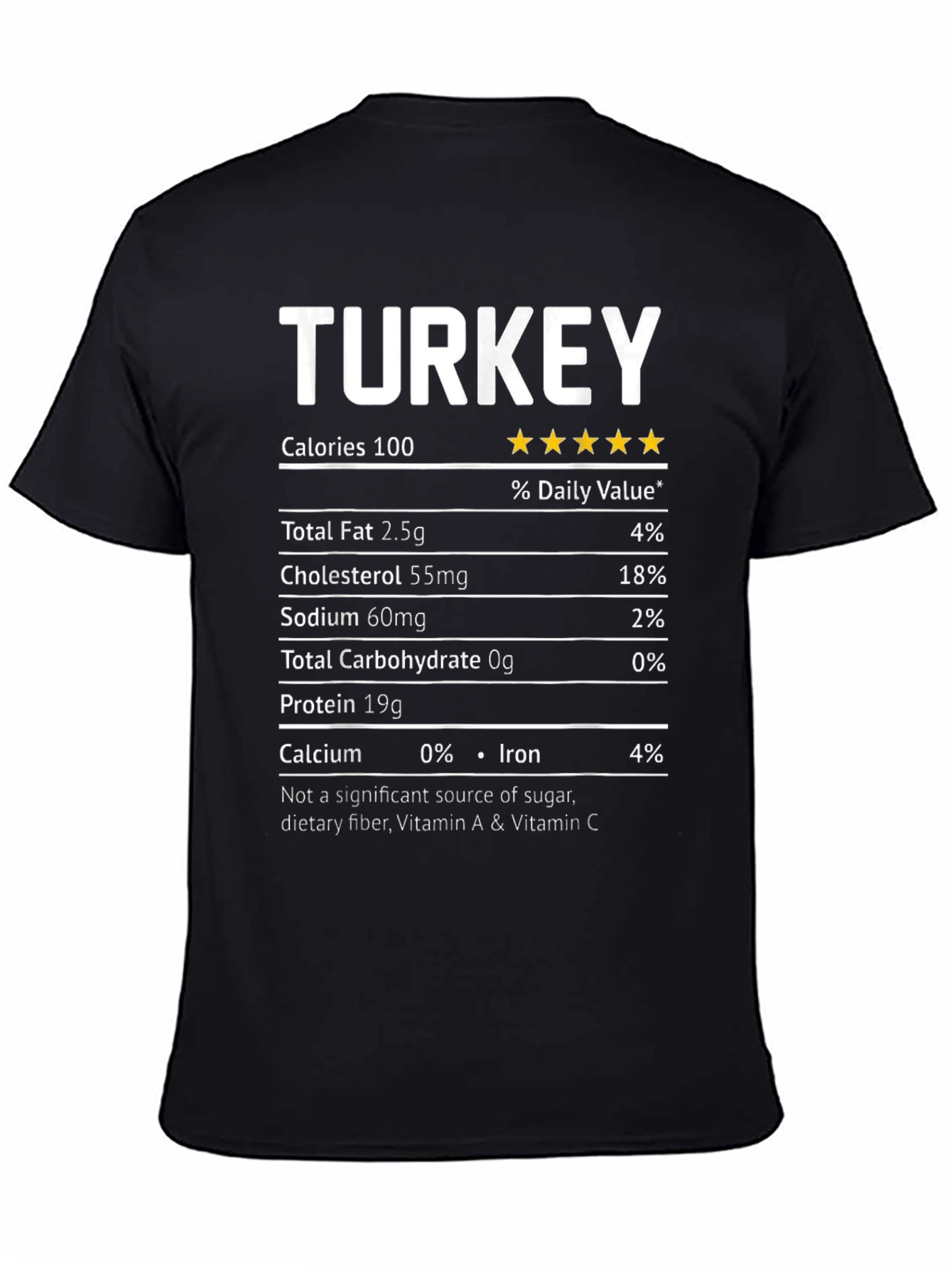 Turkey Nutrition Facts T-Shirt Funny Thanksgiving Shirt